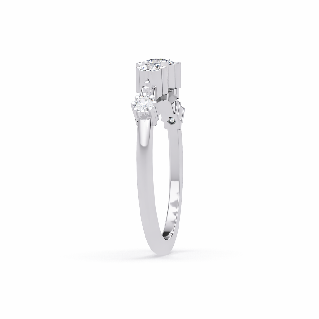 Lab Grown Diamond 0.45 CTW Round Three-Stone Curve Ring- Sterling Silver