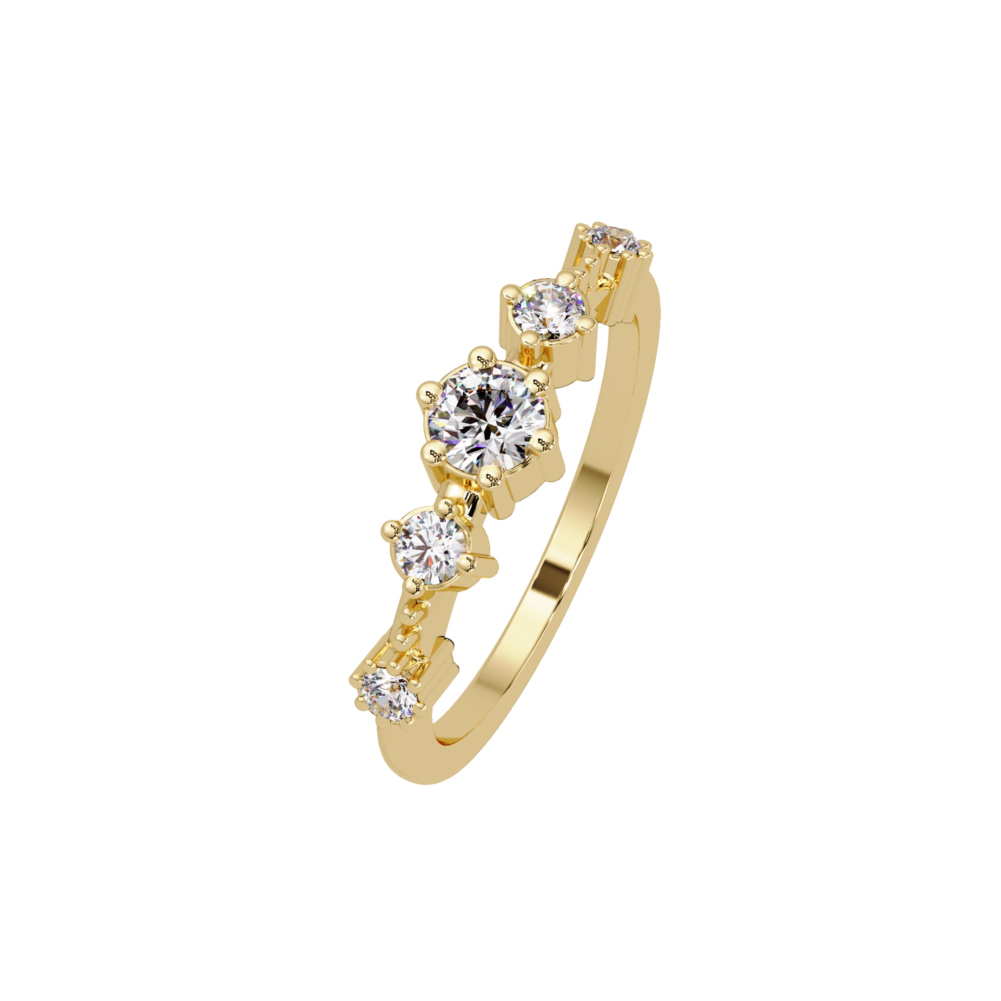 Lab Grown Diamond 0.45 CTW Round Three-Stone Curve Ring- Sterling Silver
