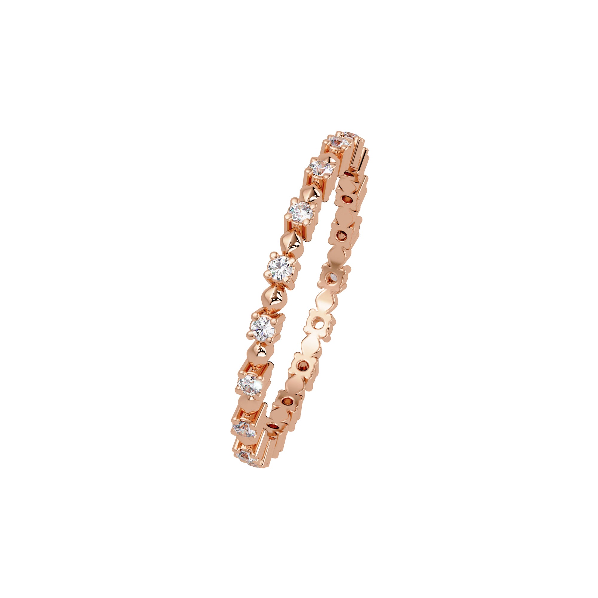 Lab Grown Diamond 0.20 CTW Round Floral Eternity Band Ring- Sterling Silver