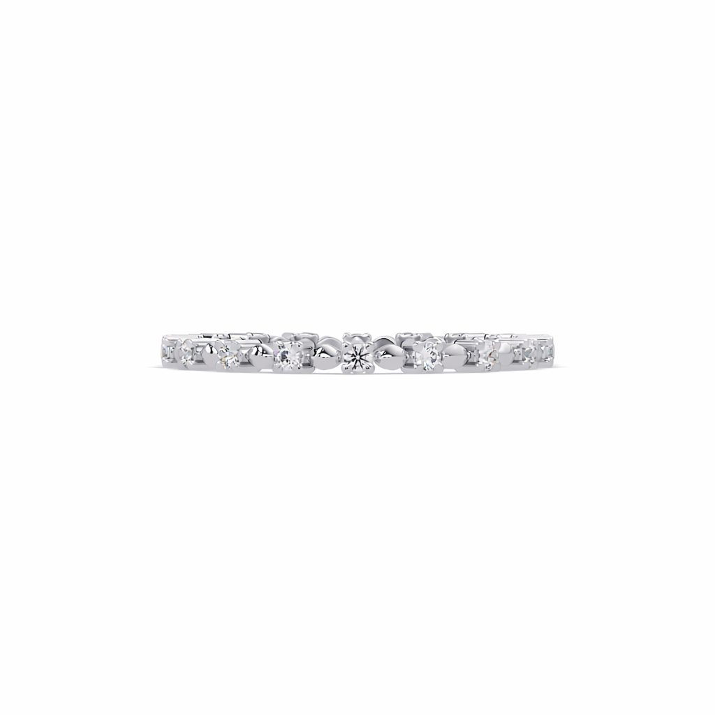 Lab Grown Diamond 0.20 CTW Round Floral Eternity Band Ring- Sterling Silver