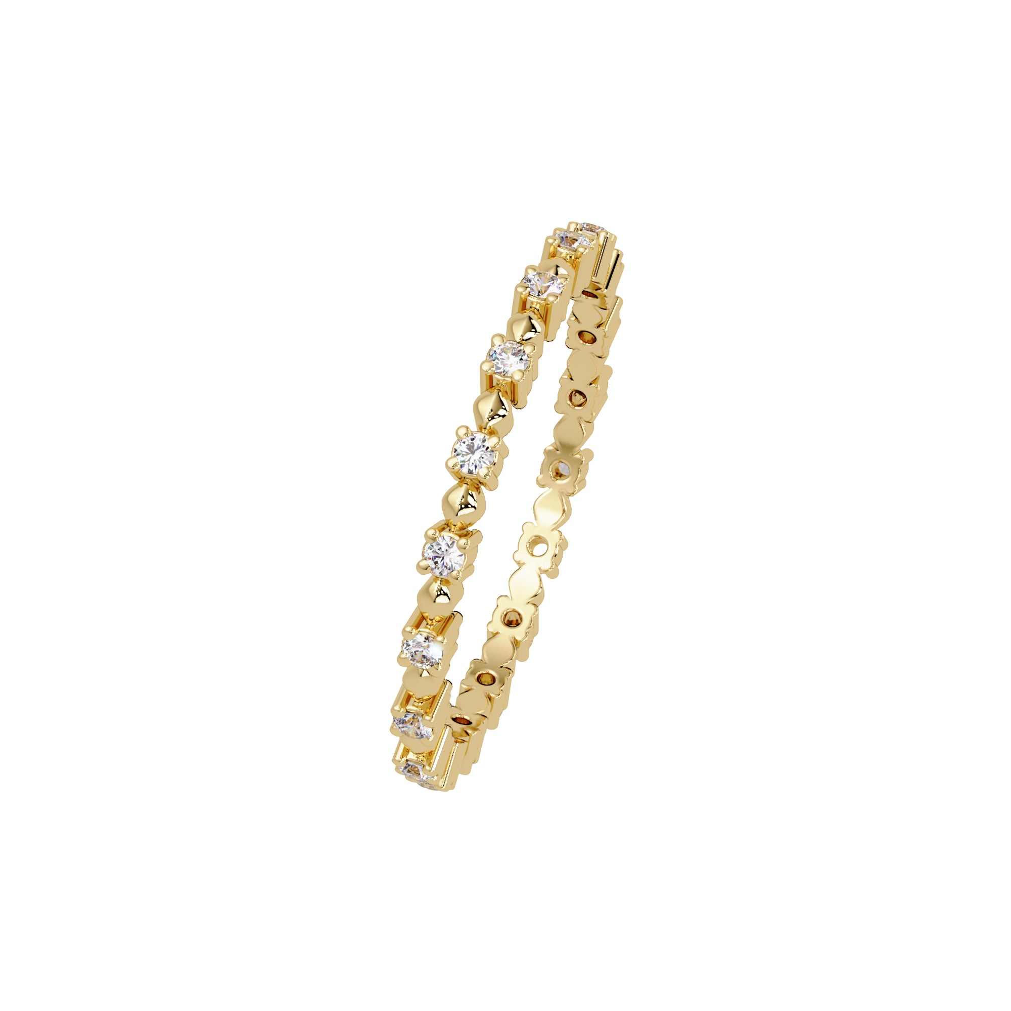 Lab Grown Diamond 0.20 CTW Round Floral Eternity Band Ring- Sterling Silver