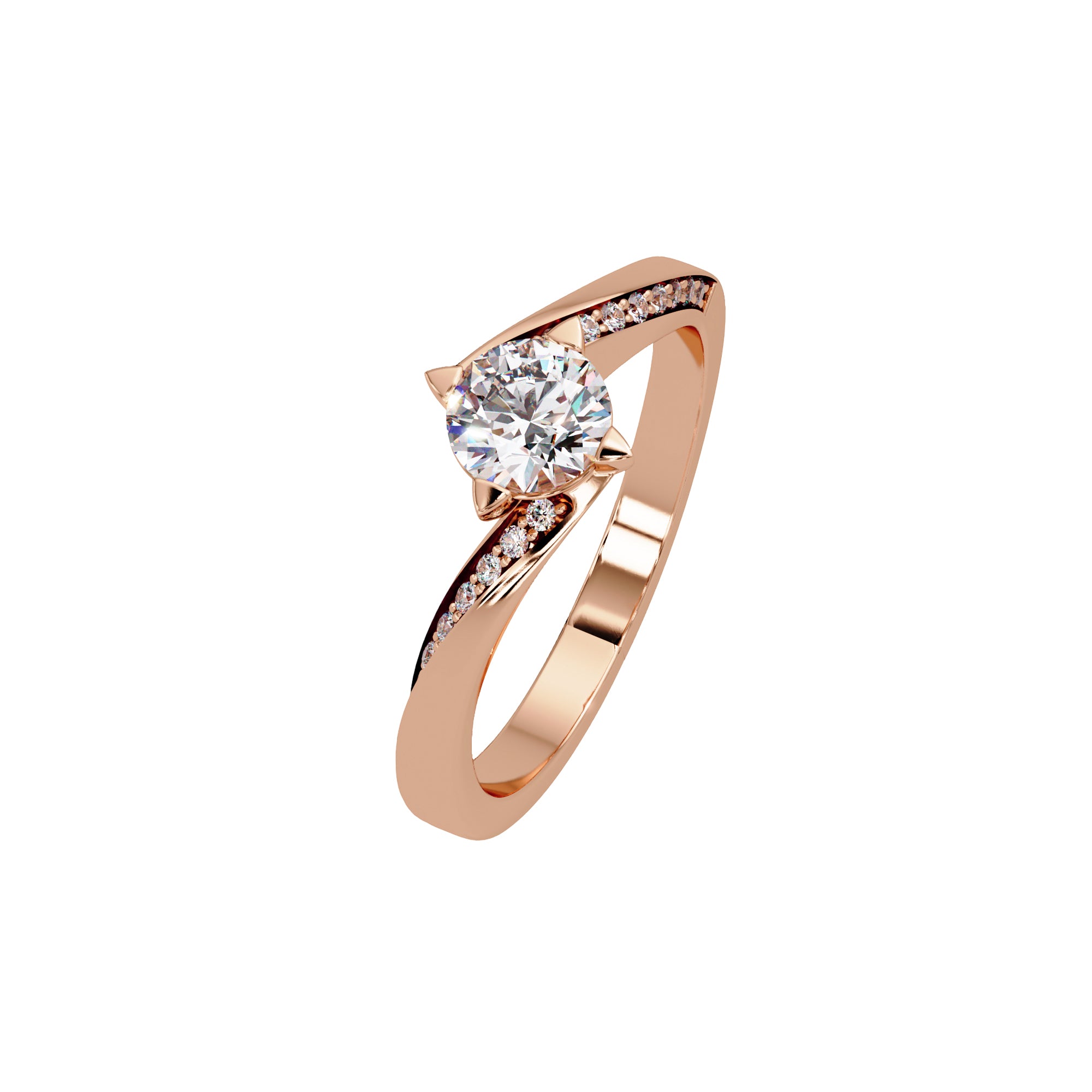 Lab Grown Diamond 0.55 CTW Twisted Pavé Solitaire Ring- Sterling Silver