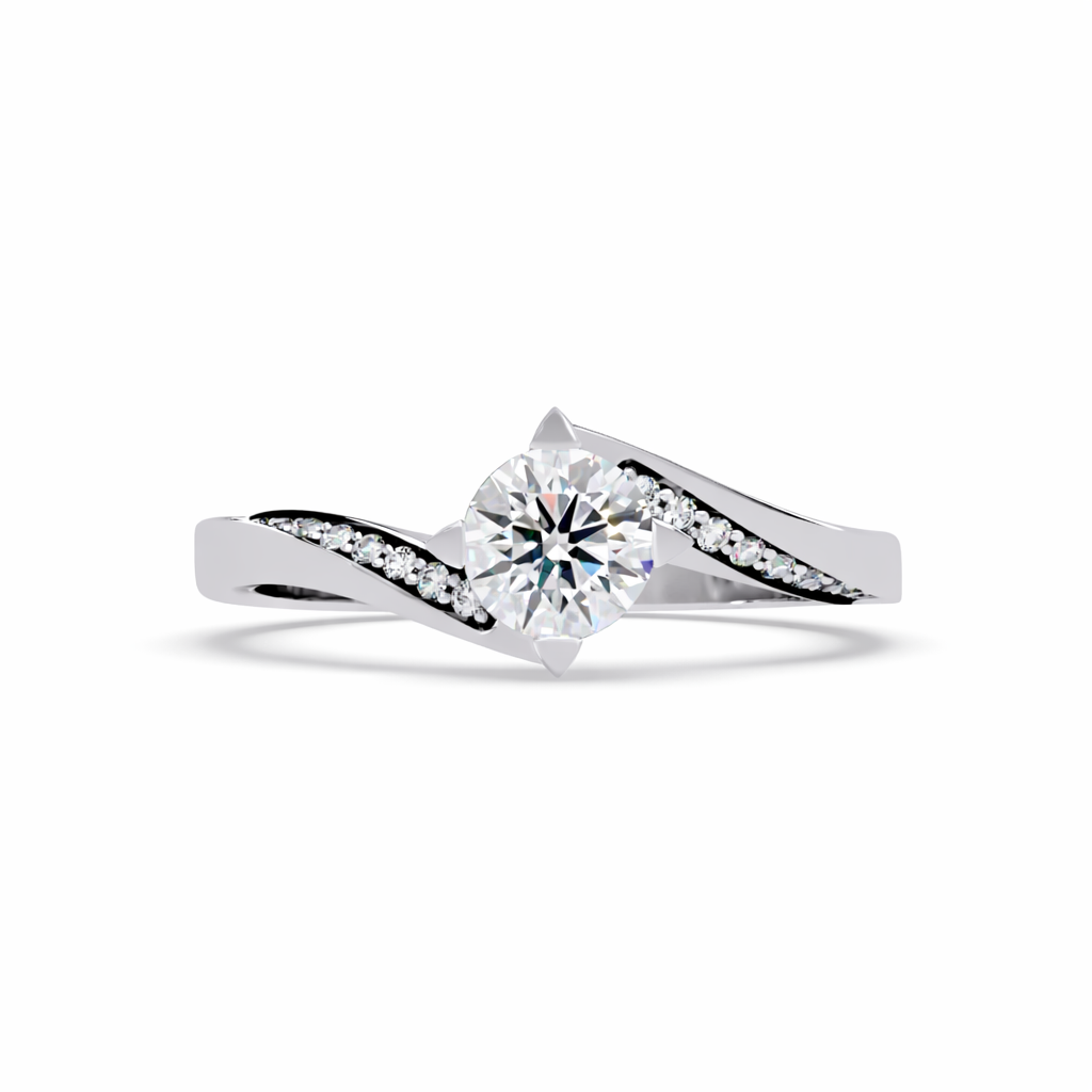 Lab Grown Diamond 0.55 CTW Twisted Pavé Solitaire Ring- Sterling Silver