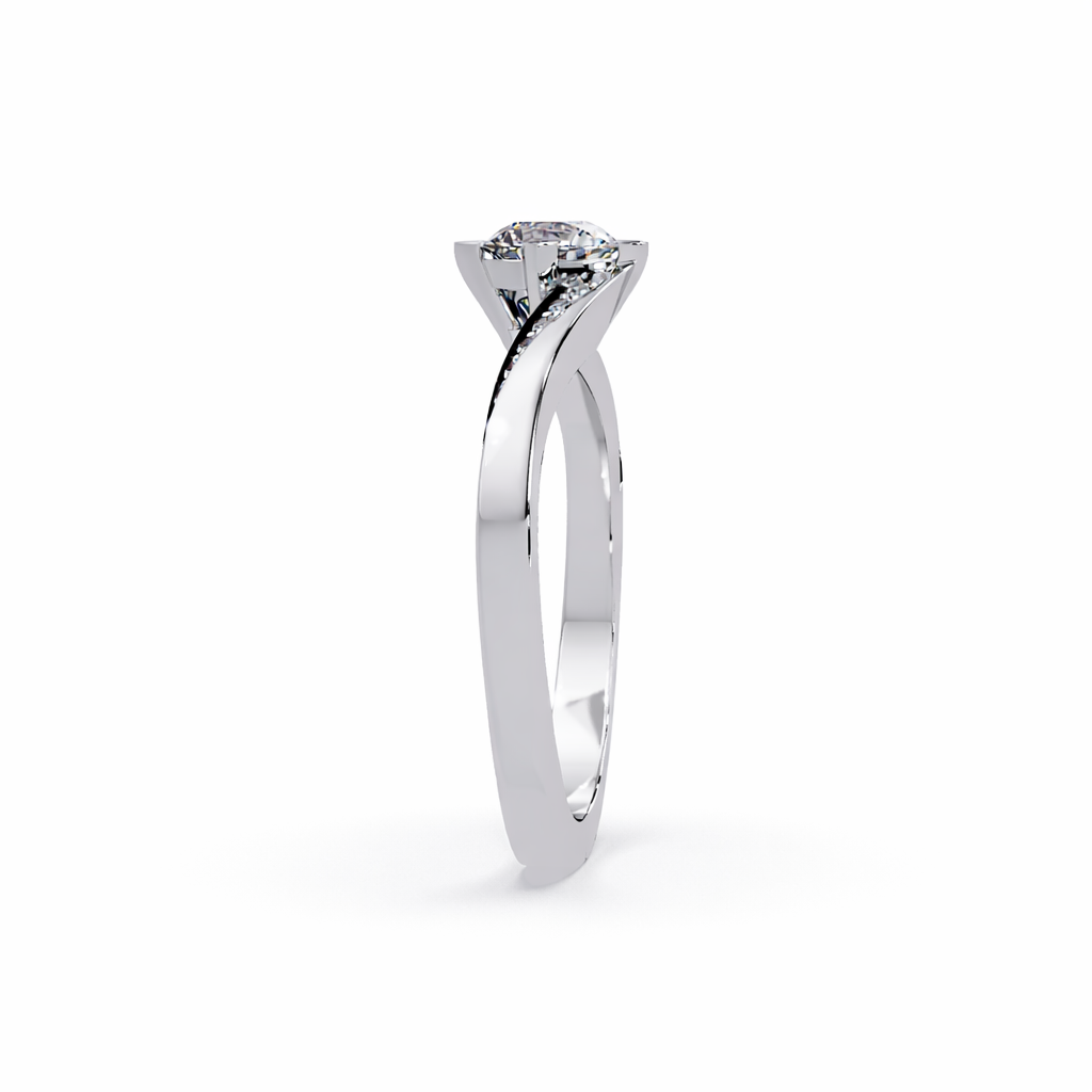 Lab Grown Diamond 0.55 CTW Twisted Pavé Solitaire Ring- Sterling Silver
