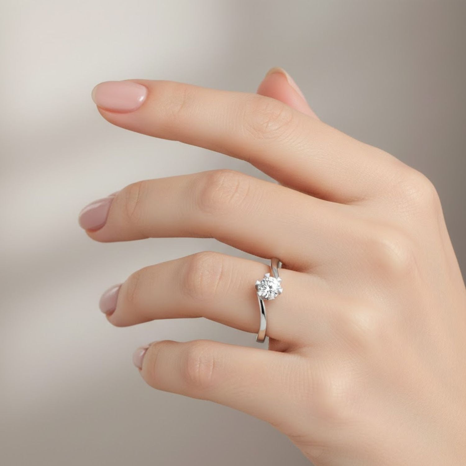 Lab Grown Diamond 0.30 CTW Floral Solitaire Twist Ring- Sterling Silver