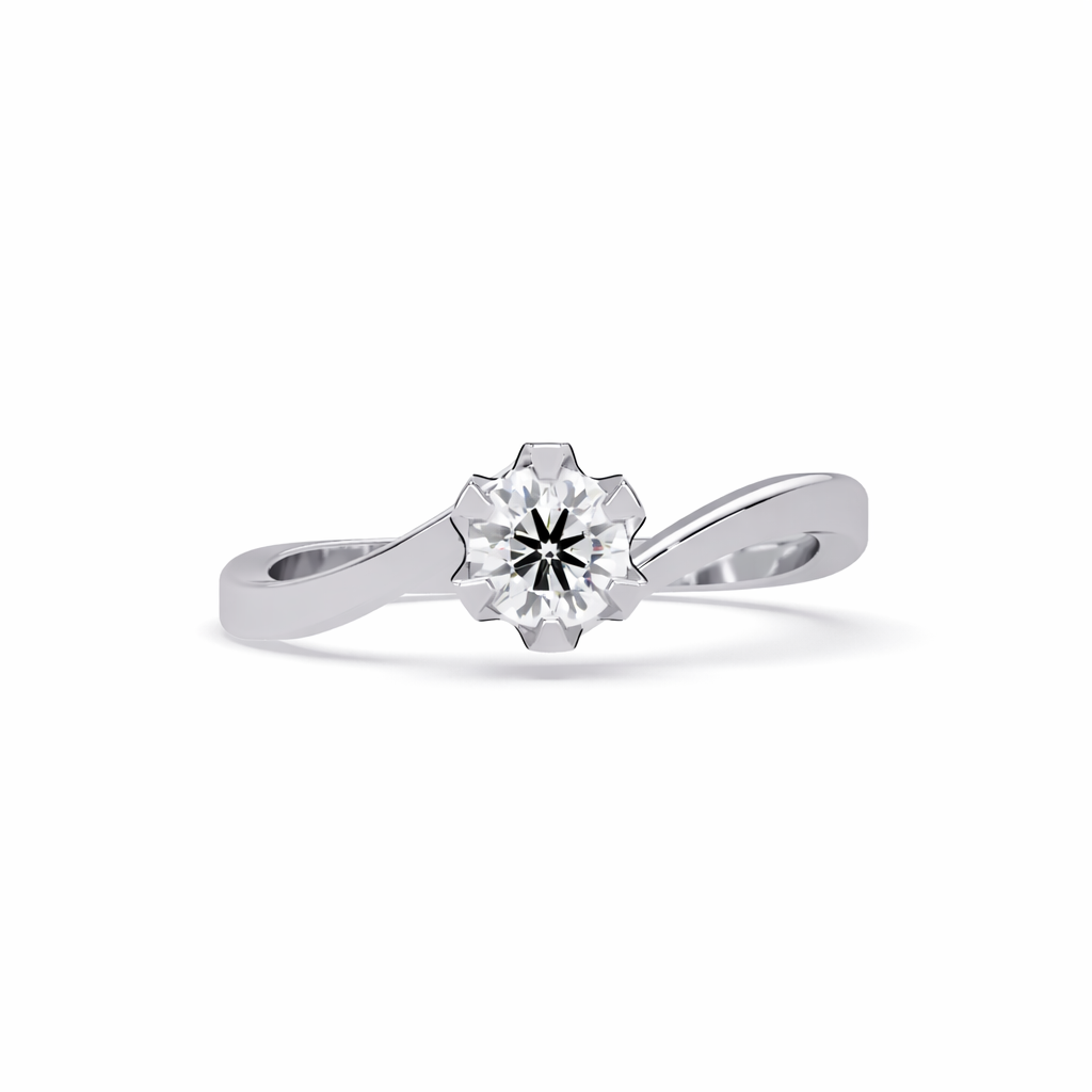 Lab Grown Diamond 0.30 CTW Floral Solitaire Twist Ring- Sterling Silver