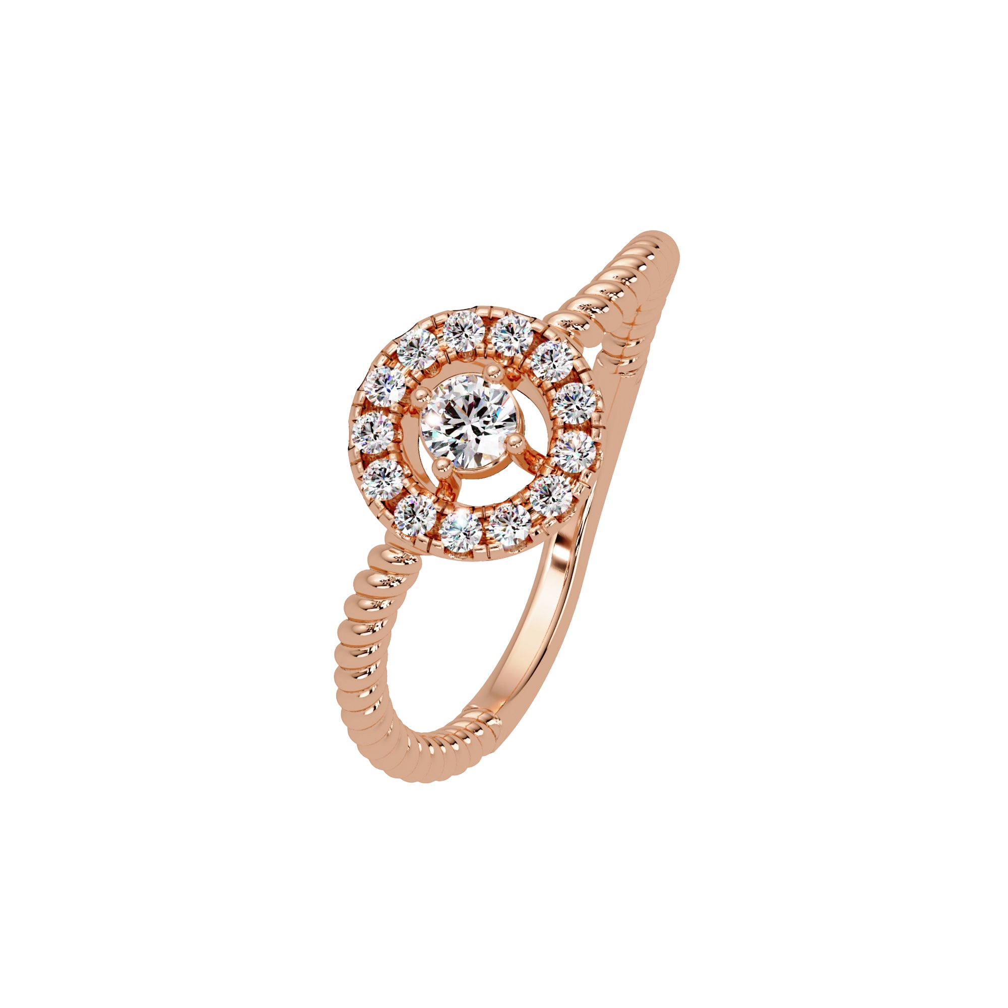 Lab Grown Diamond 0.20 CTW Halo Beaded Band Ring- Sterling Silver