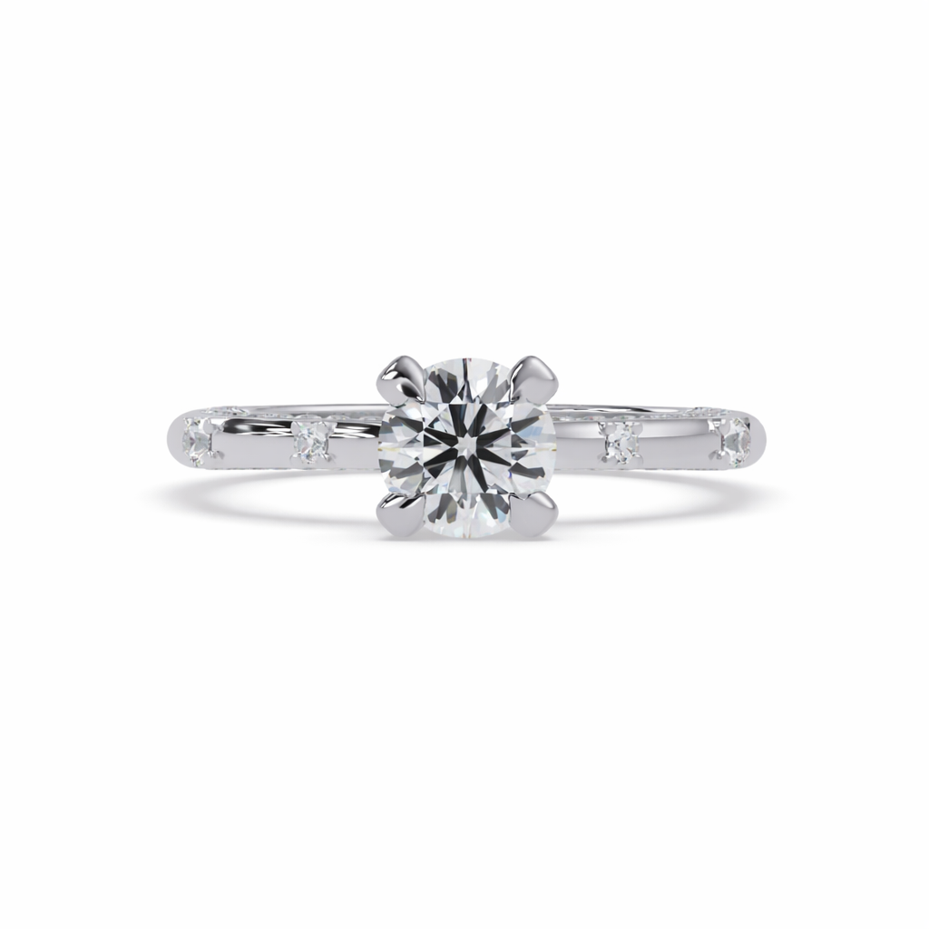 Lab Grown Diamond 1.90 CT Classic Solitaire with Accent Stones Ring- Sterling Silver