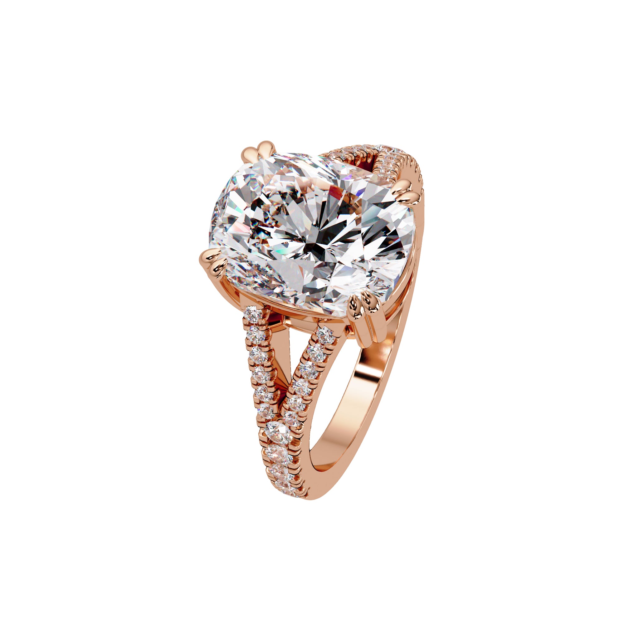 Lab Grown Diamond 4.25 CT Split Shank Pavé Ring- Sterling Silver