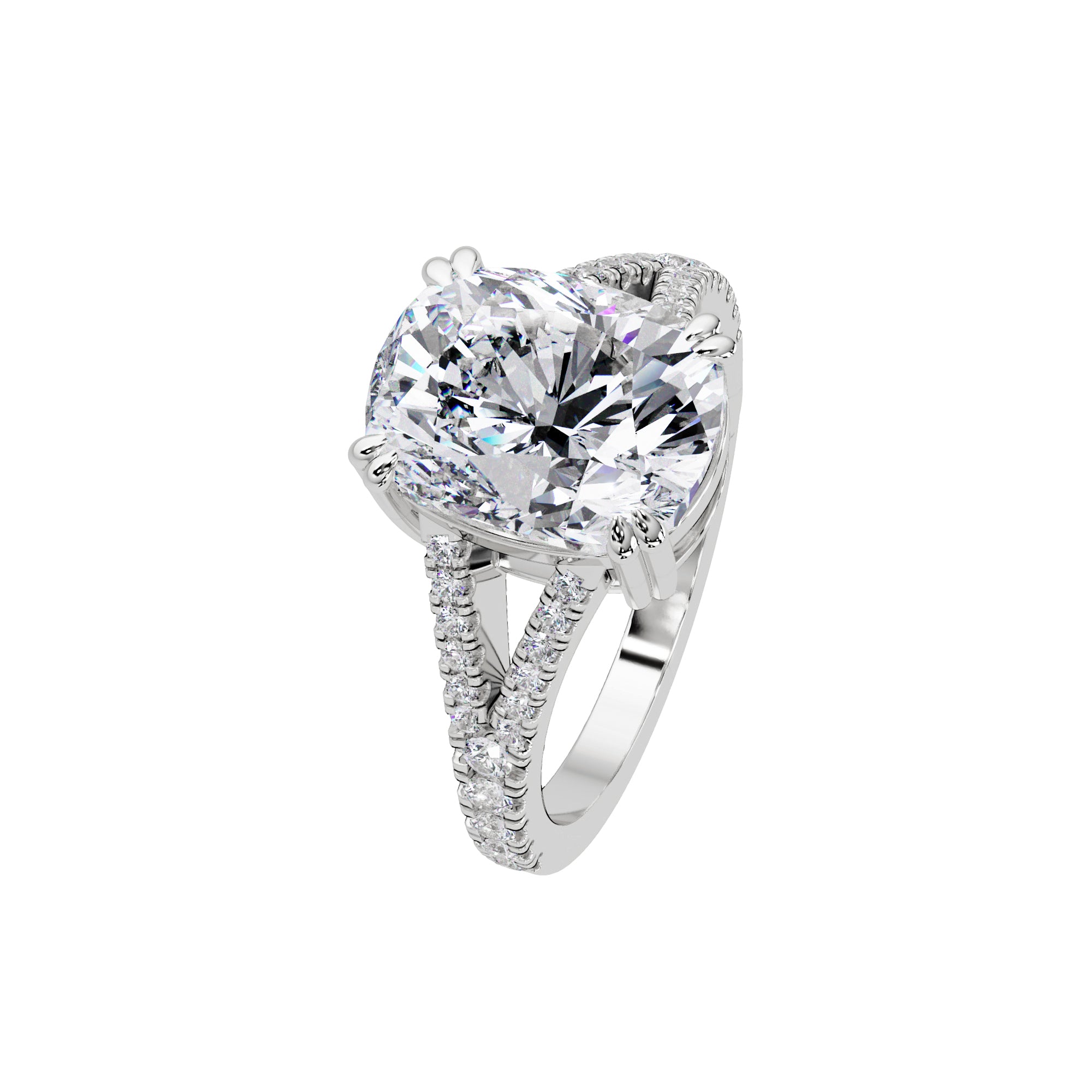 Lab Grown Diamond 4.25 CT Split Shank Pavé Ring- Sterling Silver