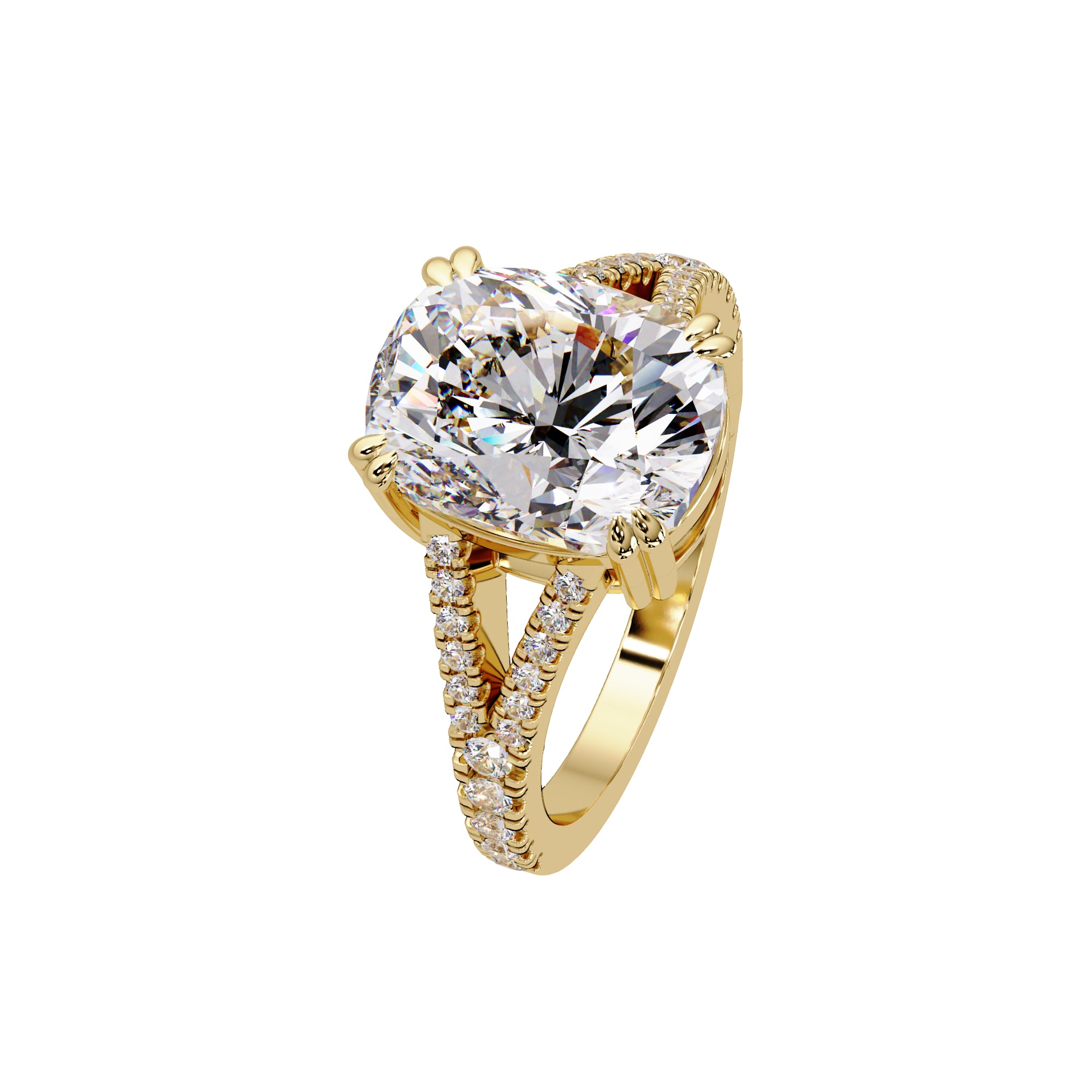 Lab Grown Diamond 4.25 CT Split Shank Pavé Ring- Sterling Silver