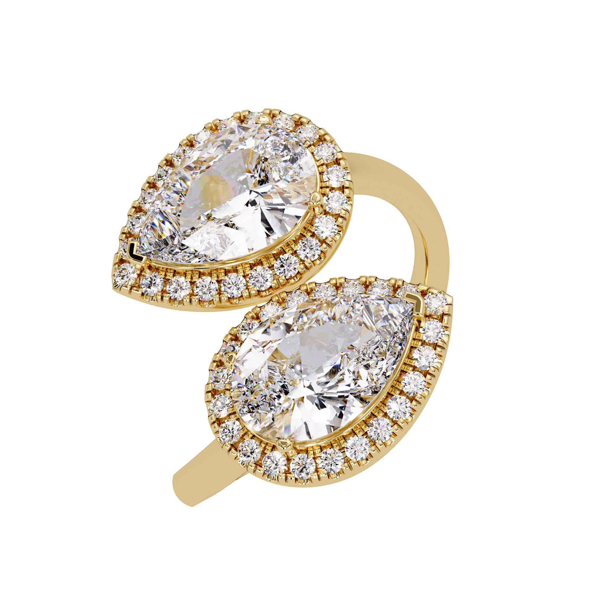 Lab Grown Diamond 3.75 CT Double Halo Bypass Ring- Sterling Silver
