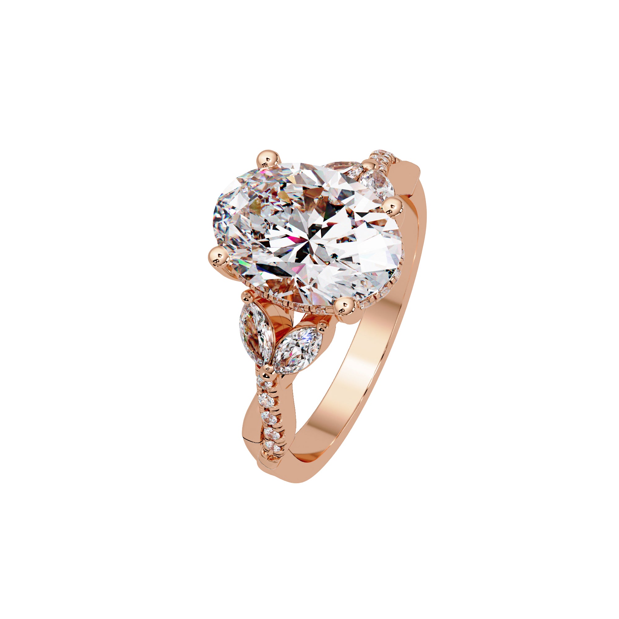 Lab Grown Diamond 3.50 CT Marquise Side Accent Ring- Sterling Silver