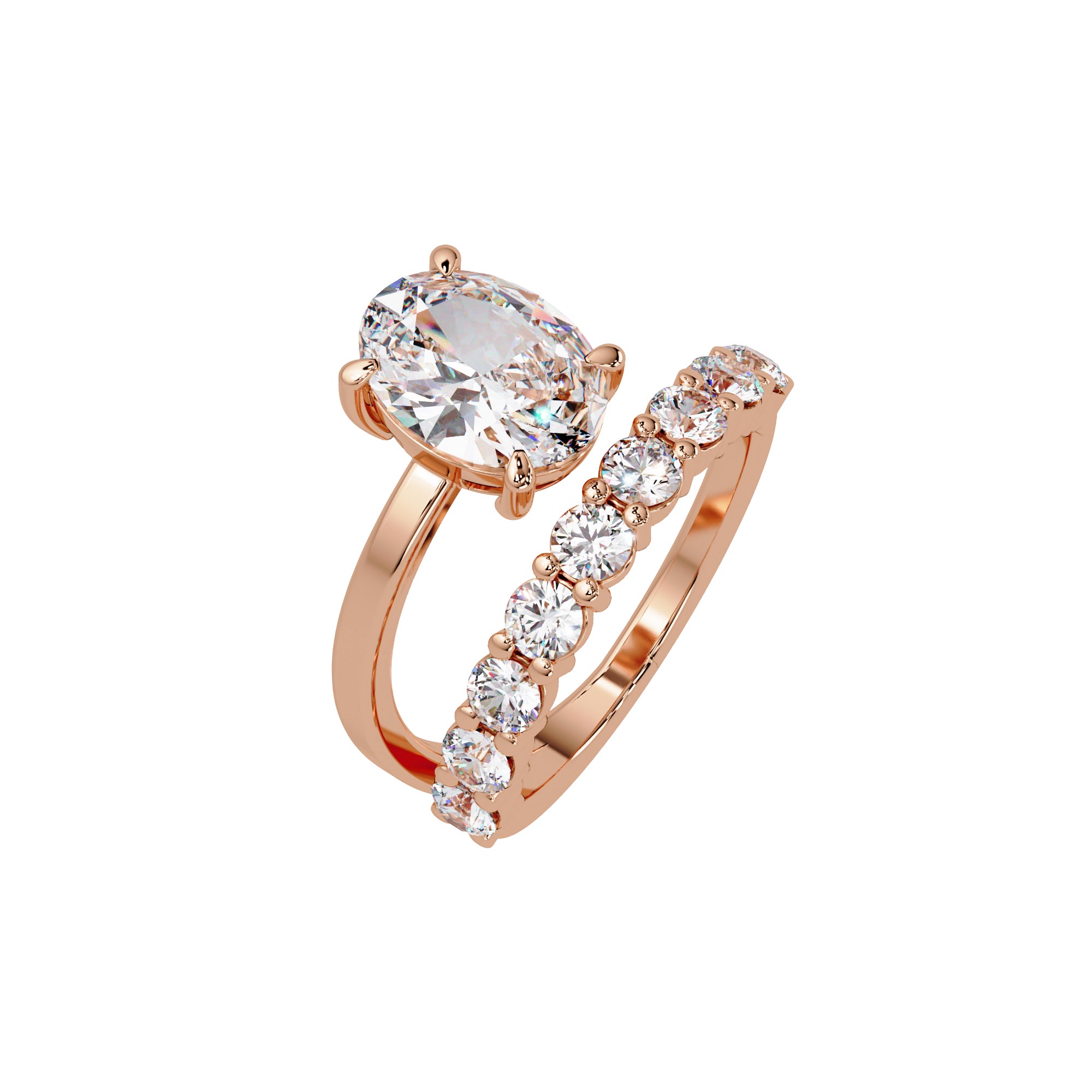 Lab Grown Diamond 2.75 CT Round Open Bypass Band Ring- Sterling Silver