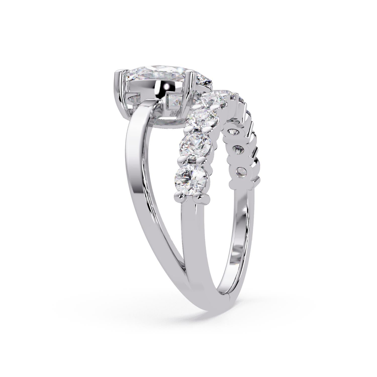 Lab Grown Diamond 2.75 CT Round Open Bypass Band Ring- Sterling Silver