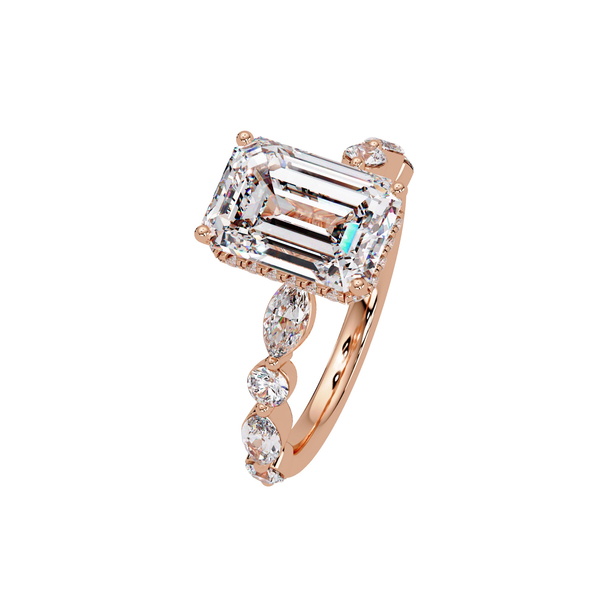 Lab Grown Diamond 3.70 CT Marquise & Round Side Accent Design Ring- Sterling Silver