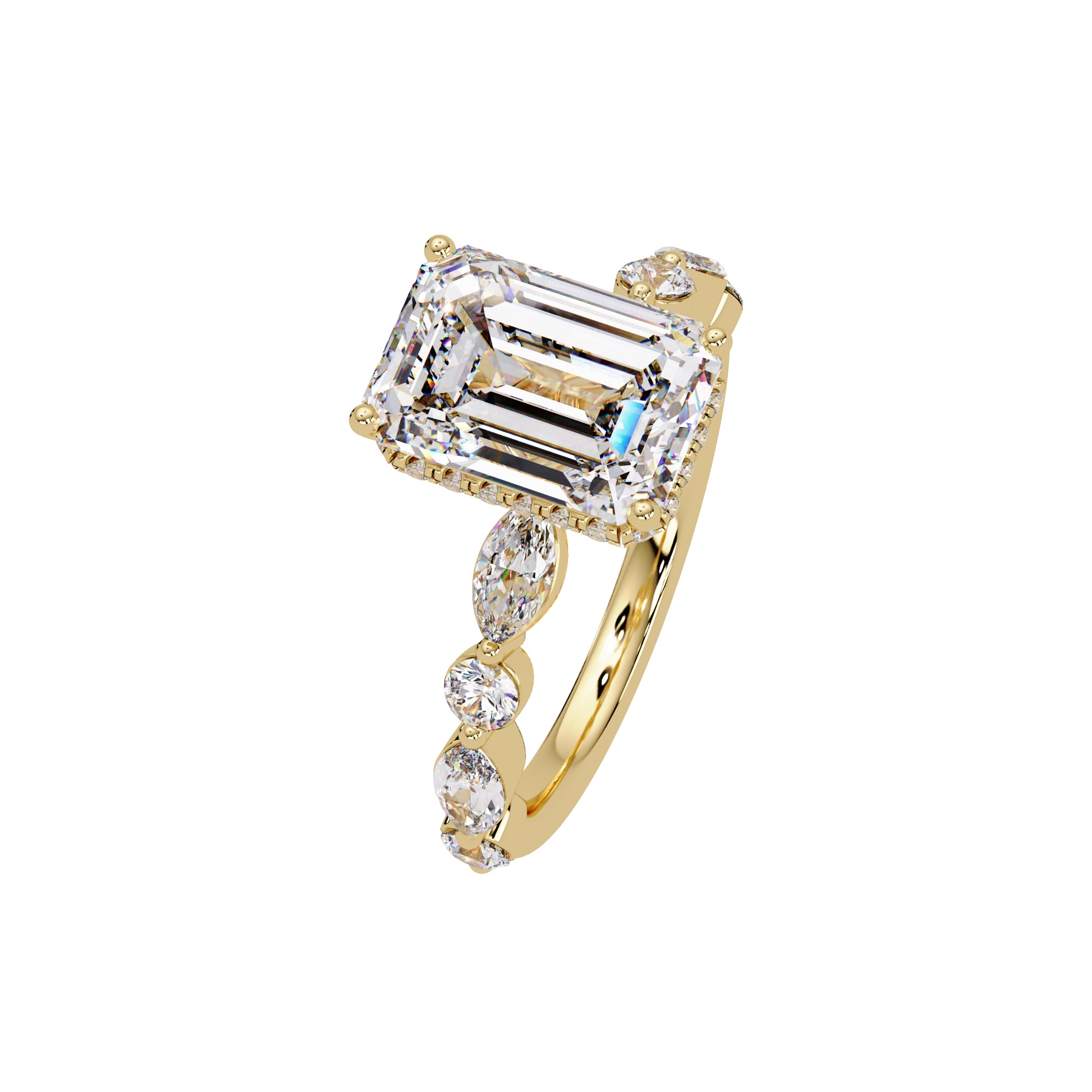 Lab Grown Diamond 3.70 CT Marquise & Round Side Accent Design Ring- Sterling Silver