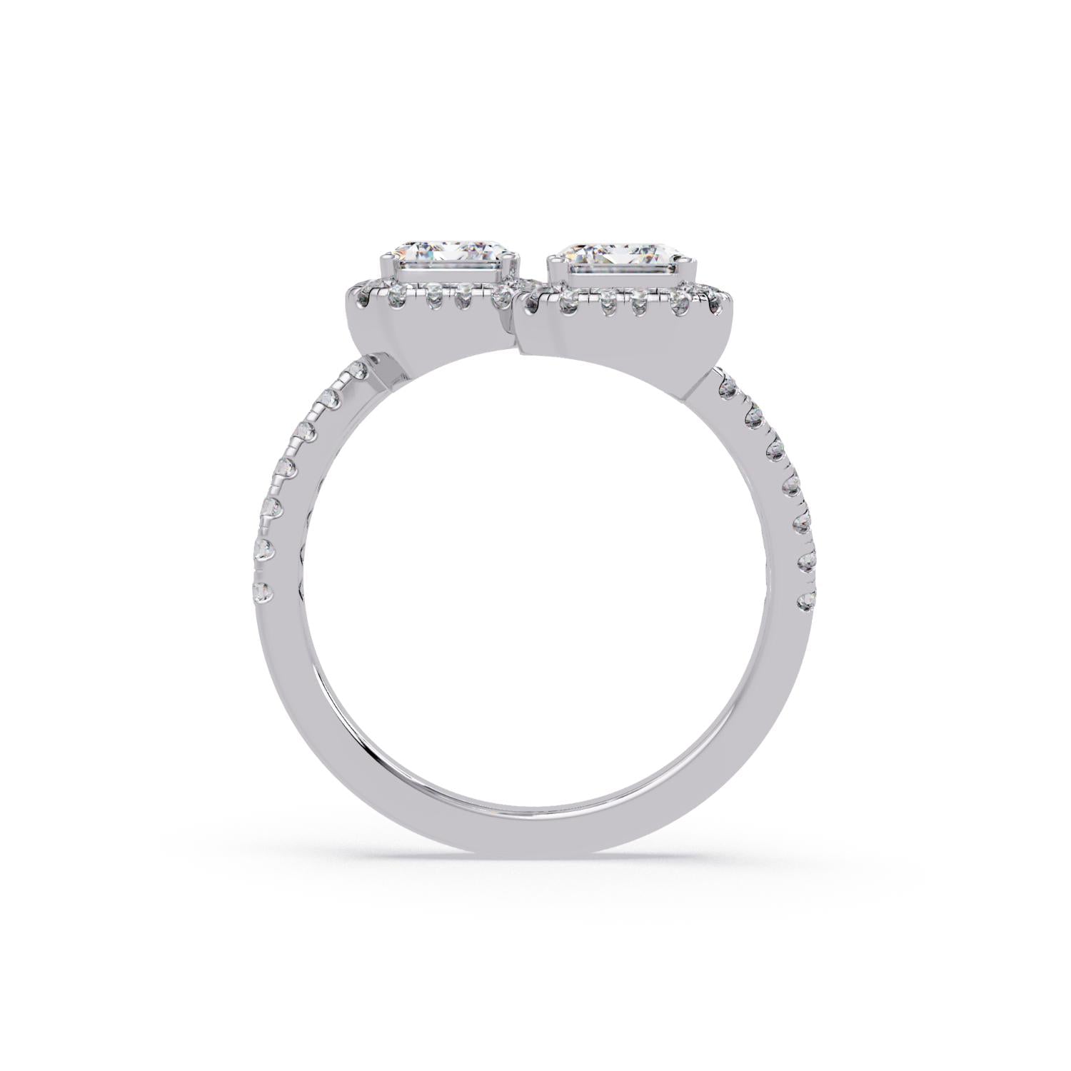 Lab Grown Diamond 2.75 CT Double Halo Bypass Ring- Sterling Silver