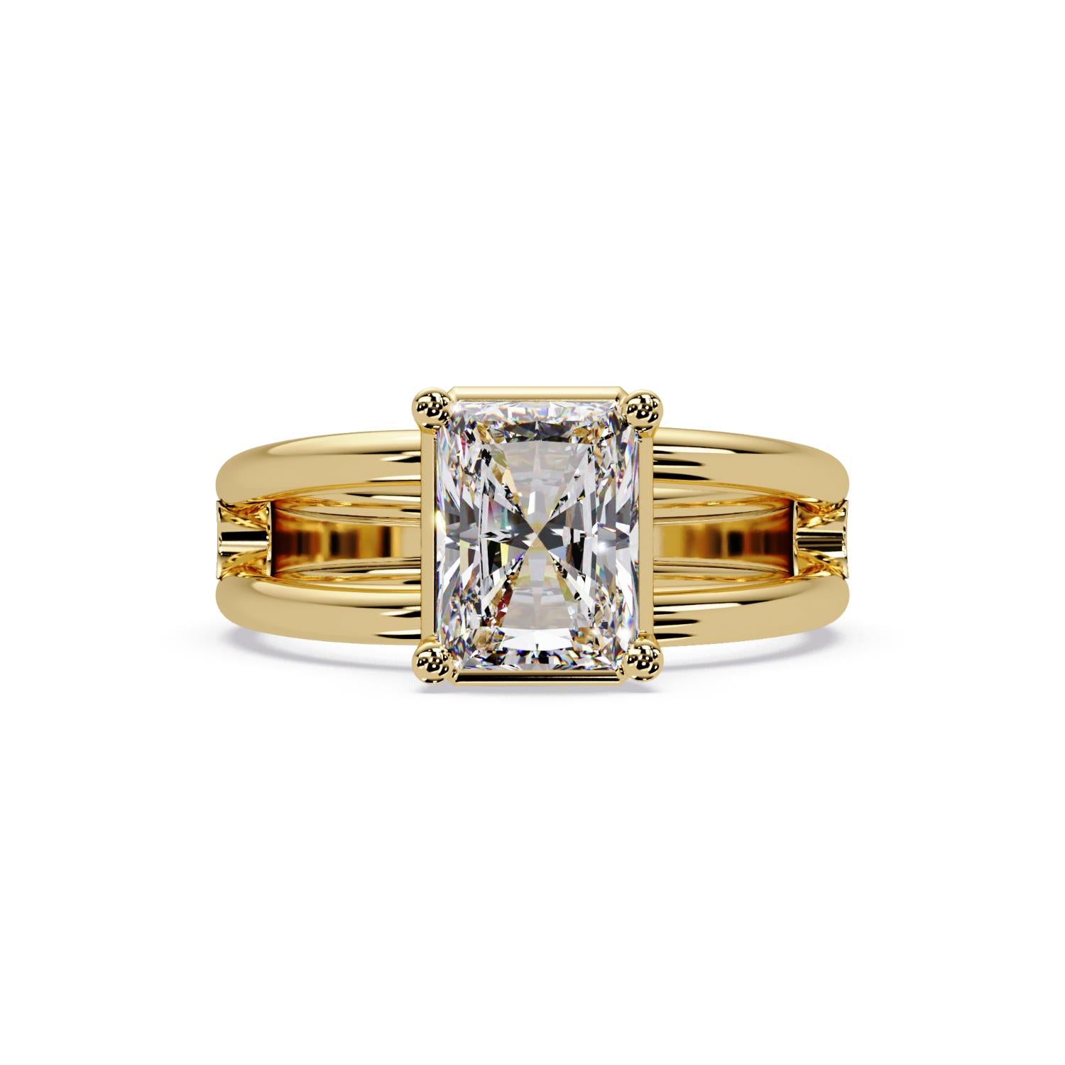2.00 Ct Radiant Cut Lab-Grown Diamond Split Shank Solitaire Ring - Sterling Silver