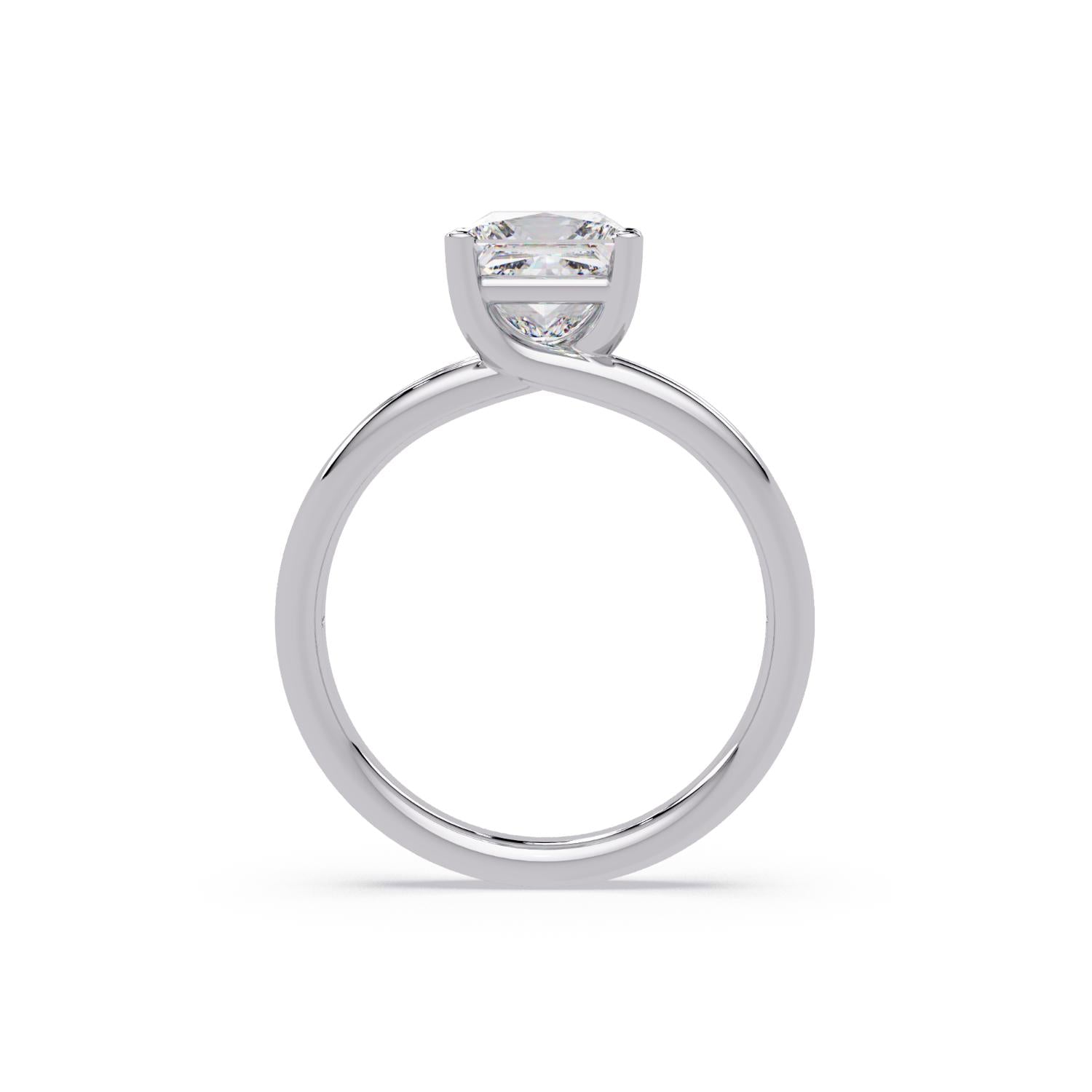 Lab-Grown Diamond 2.00 Ct Square Cut Split Shank Solitaire Ring - Sterling Silver