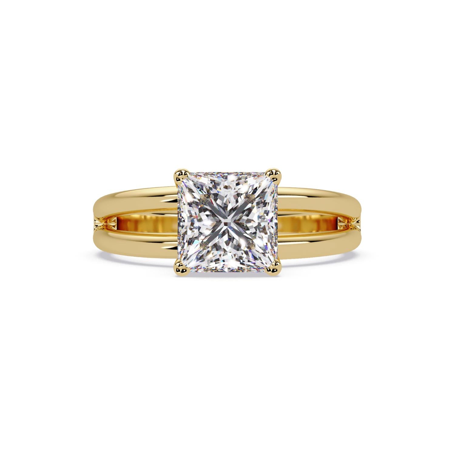 Lab-Grown Diamond 2.00 Ct Square Cut Split Shank Solitaire Ring - Sterling Silver