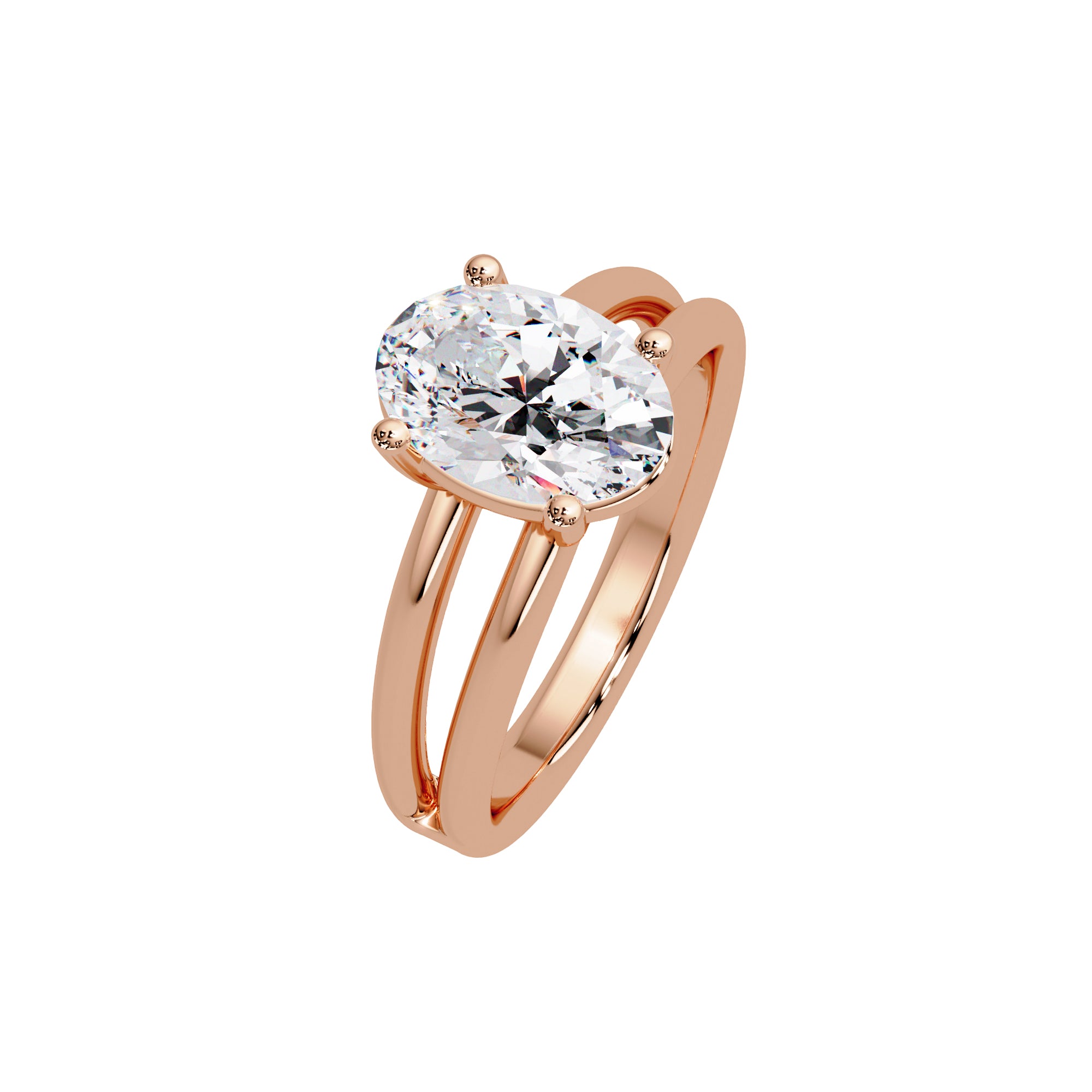 Lab-Grown Diamond 2.08 Ct Oval Cut Split Shank Solitaire Ring - Sterling Silver