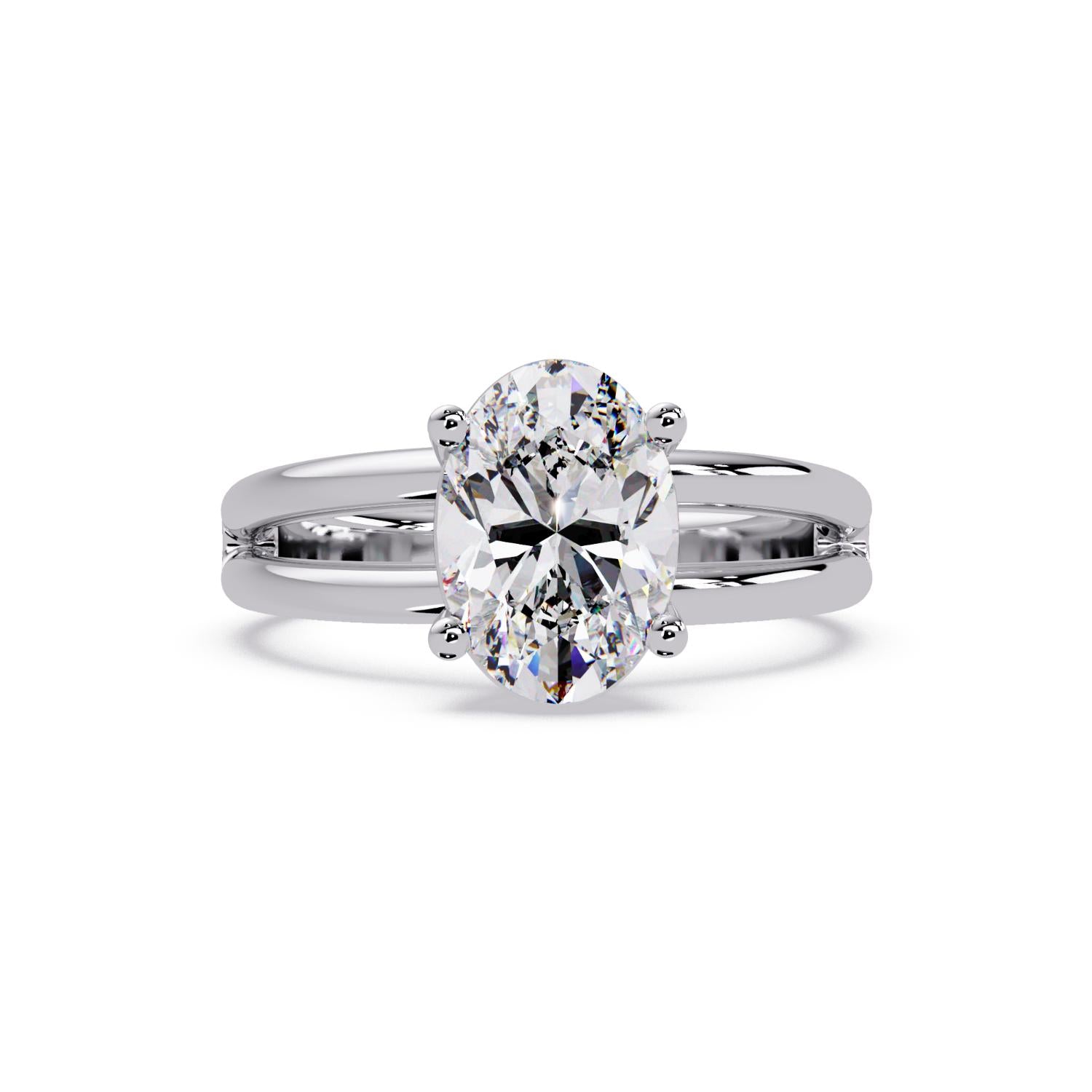 Lab-Grown Diamond 2.08 Ct Oval Cut Split Shank Solitaire Ring - Sterling Silver