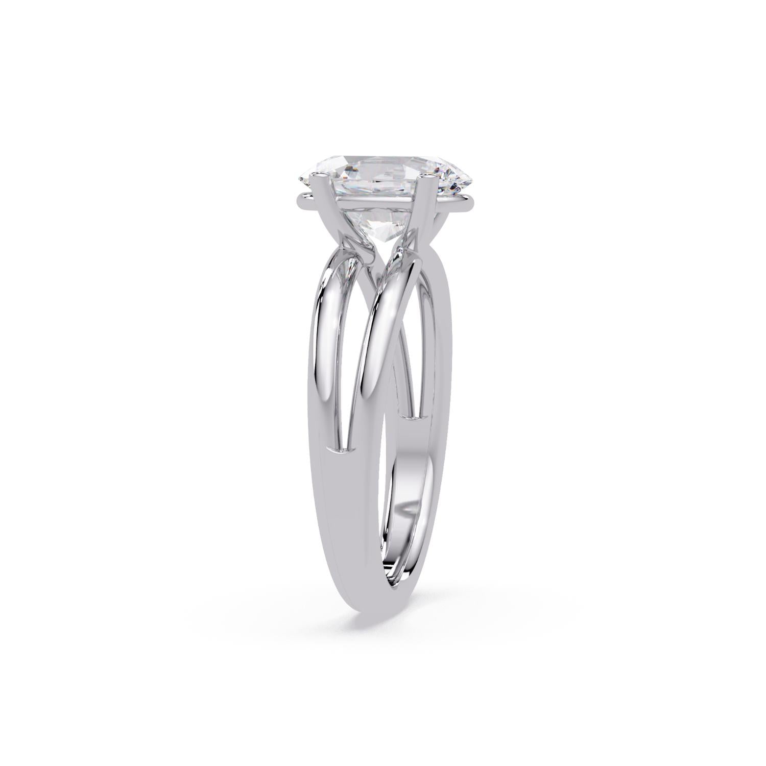 Lab-Grown Diamond 2.08 Ct Oval Cut Split Shank Solitaire Ring - Sterling Silver
