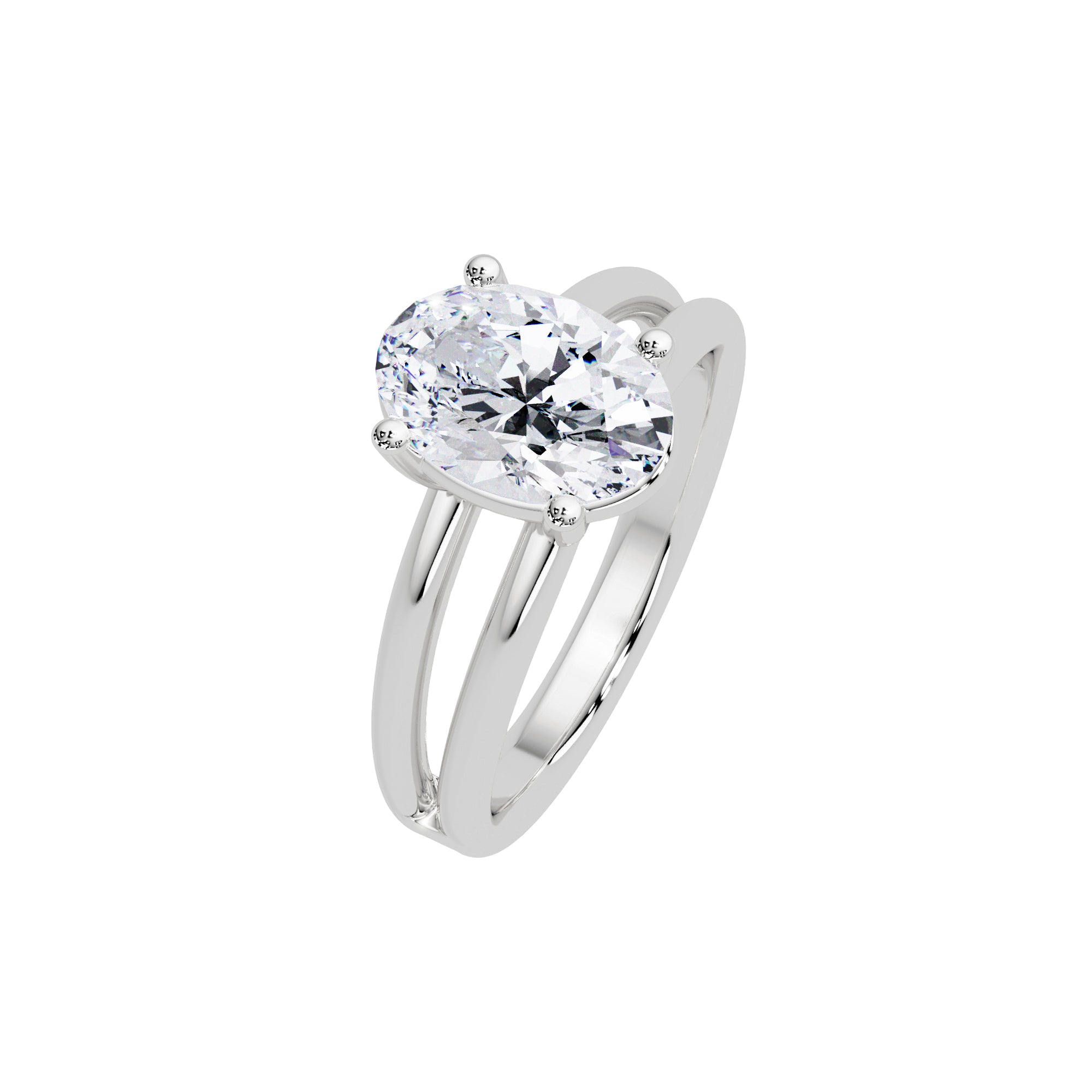 Lab-Grown Diamond 2.08 Ct Oval Cut Split Shank Solitaire Ring - Sterling Silver