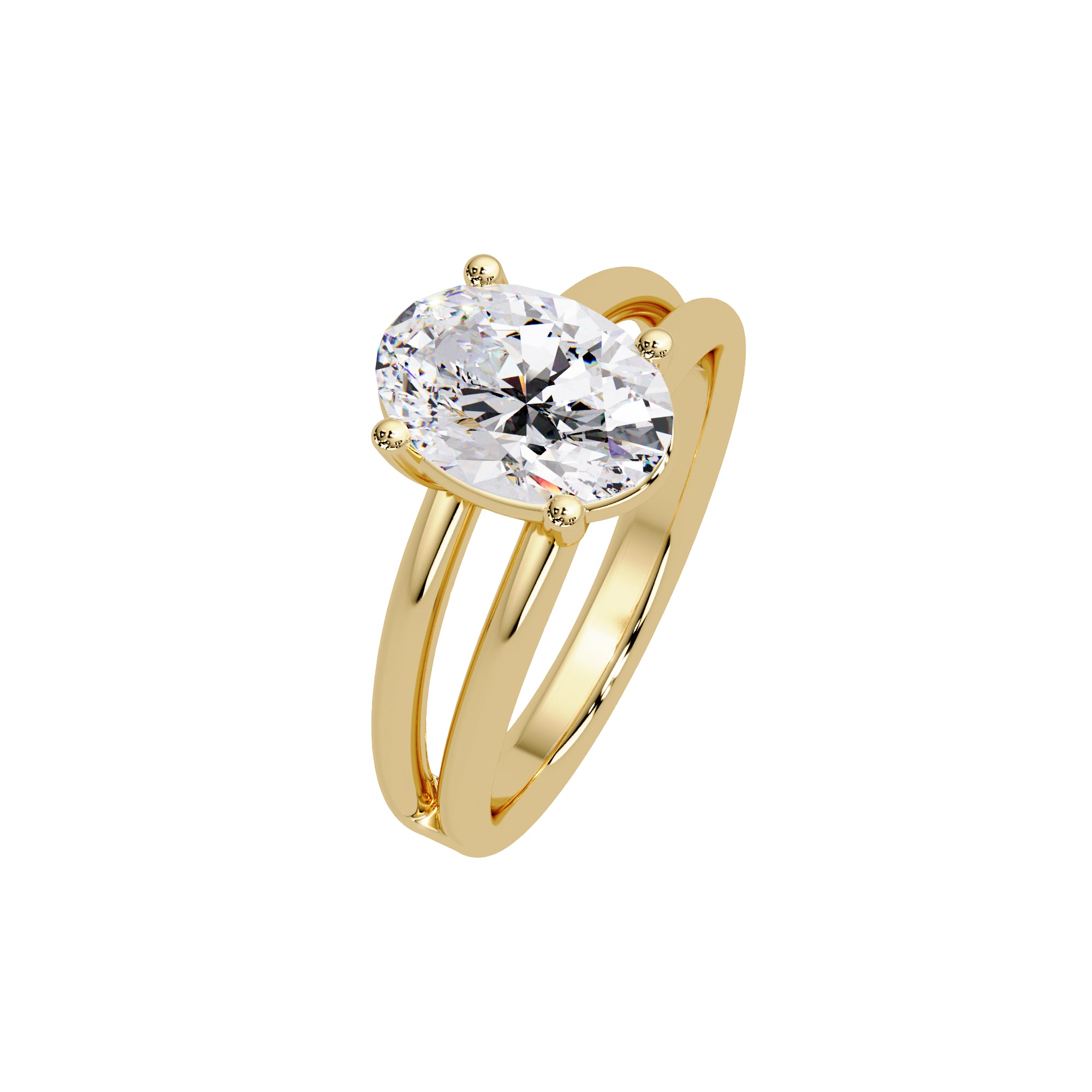 Lab-Grown Diamond 2.08 Ct Oval Cut Split Shank Solitaire Ring - Sterling Silver
