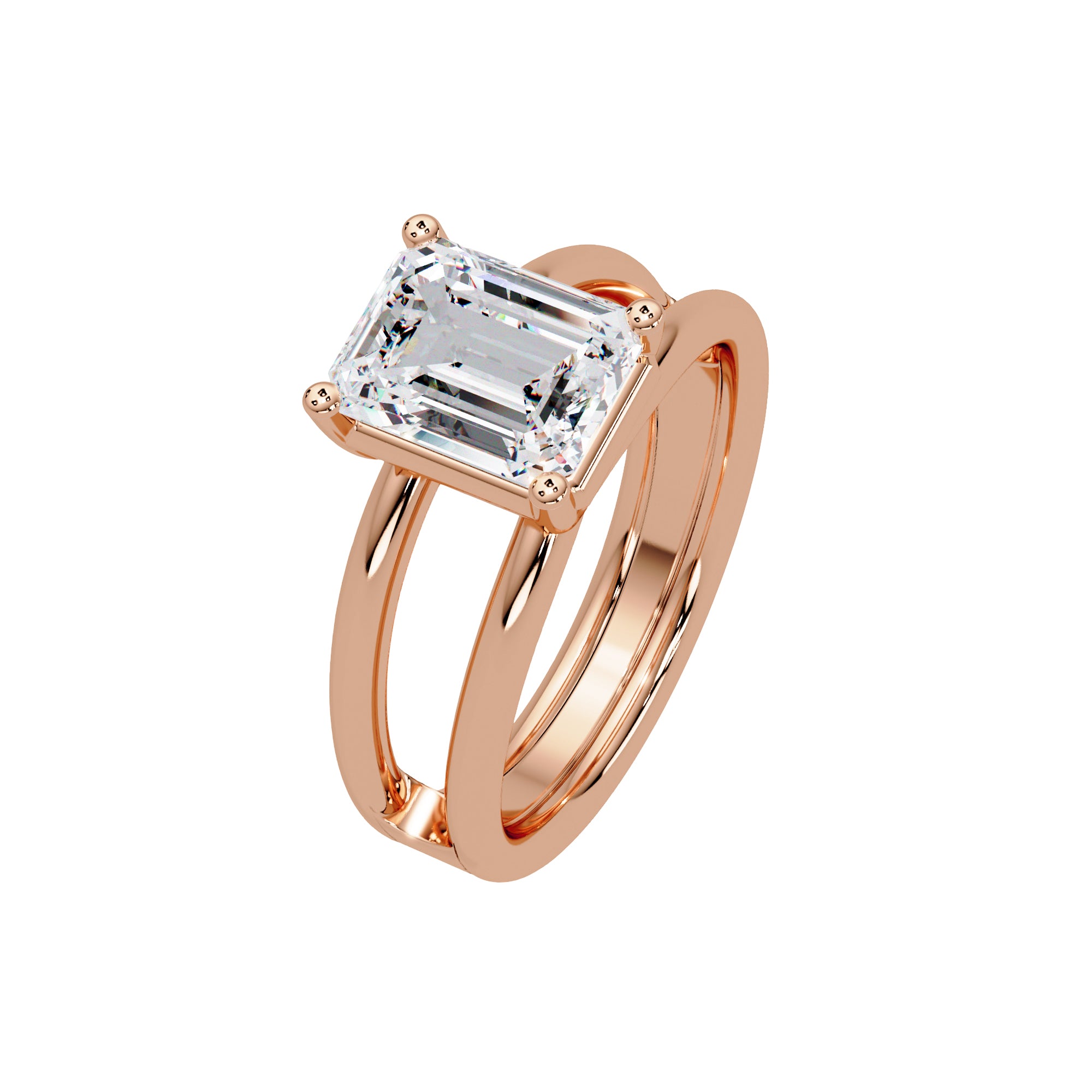 Lab-Grown Diamond 2.00 Ct Octagon Cut Split Shank Solitaire Ring - Sterling Silver