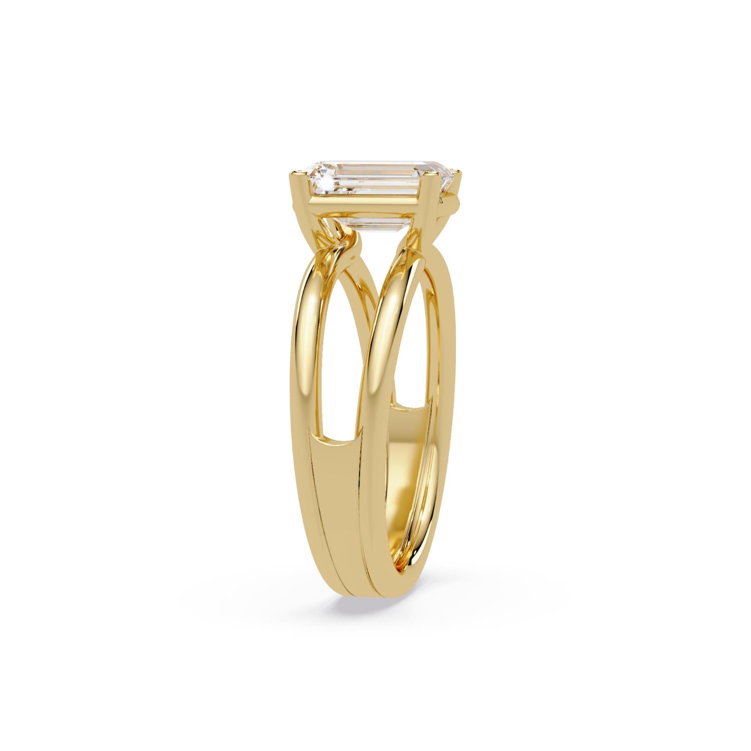 Lab-Grown Diamond 2.00 Ct Octagon Cut Split Shank Solitaire Ring - Sterling Silver