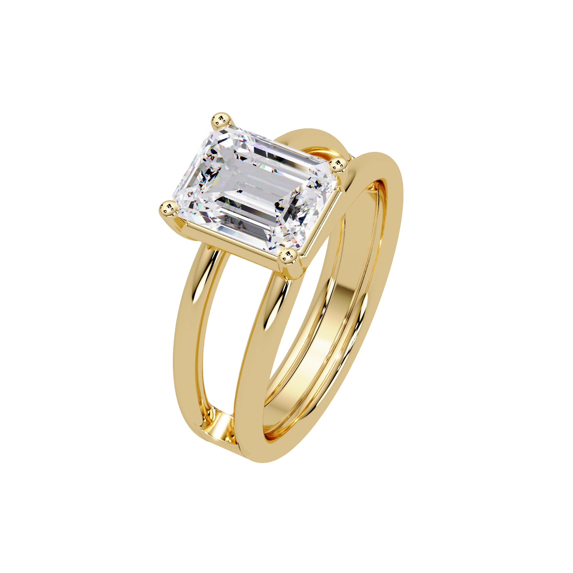 Lab-Grown Diamond 2.00 Ct Octagon Cut Split Shank Solitaire Ring - Sterling Silver