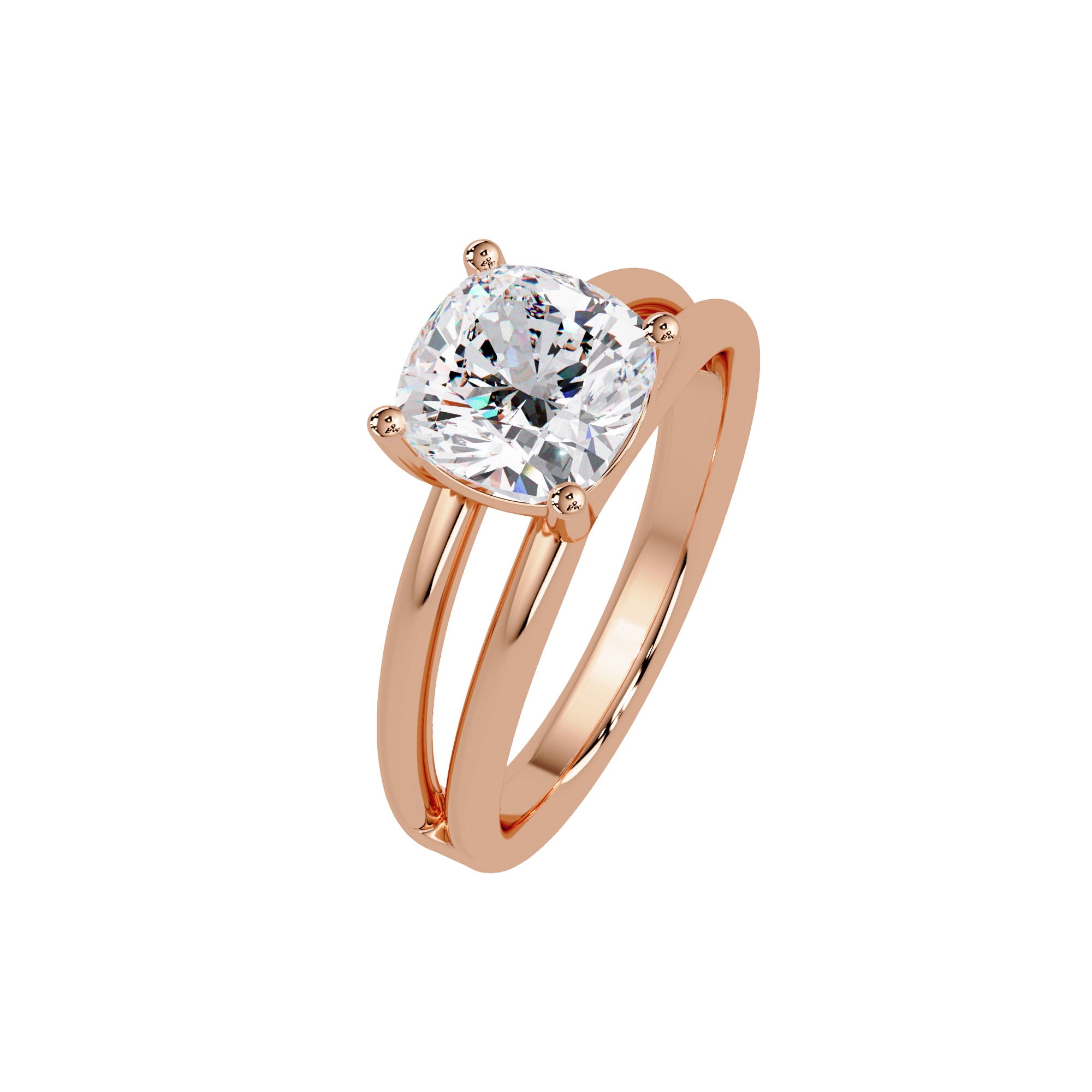 Lab-Grown Diamond 2.25 Ct Cushion Cut Split Shank Solitaire Ring - Sterling Silver
