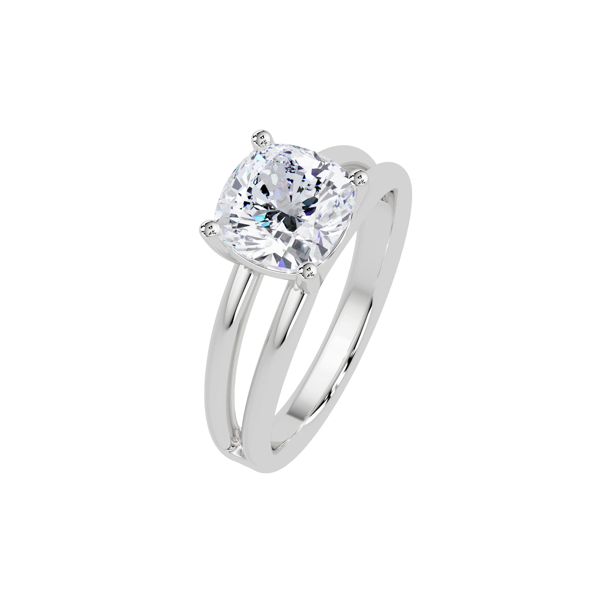 Lab-Grown Diamond 2.25 Ct Cushion Cut Split Shank Solitaire Ring - Sterling Silver