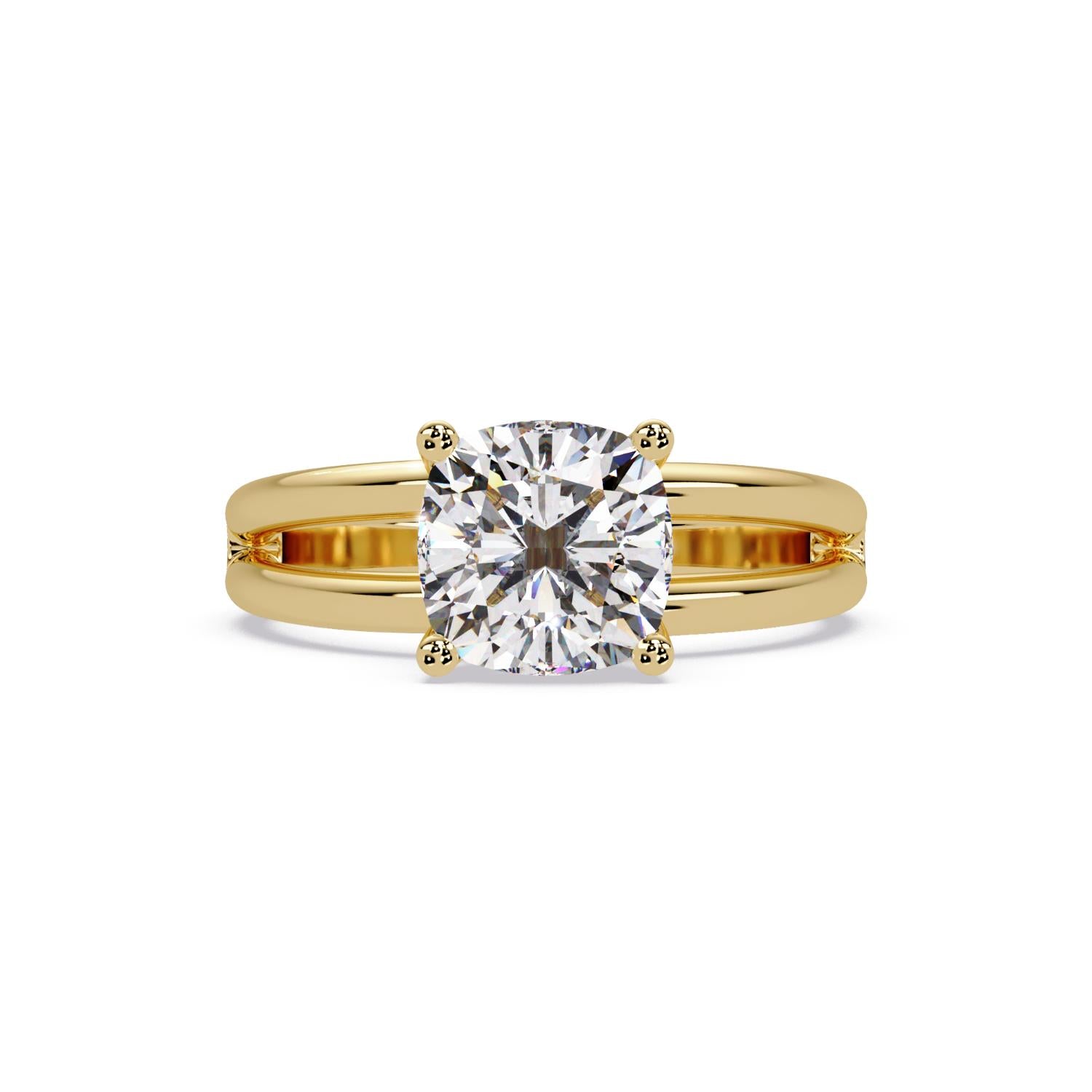 Lab-Grown Diamond 2.25 Ct Cushion Cut Split Shank Solitaire Ring - Sterling Silver