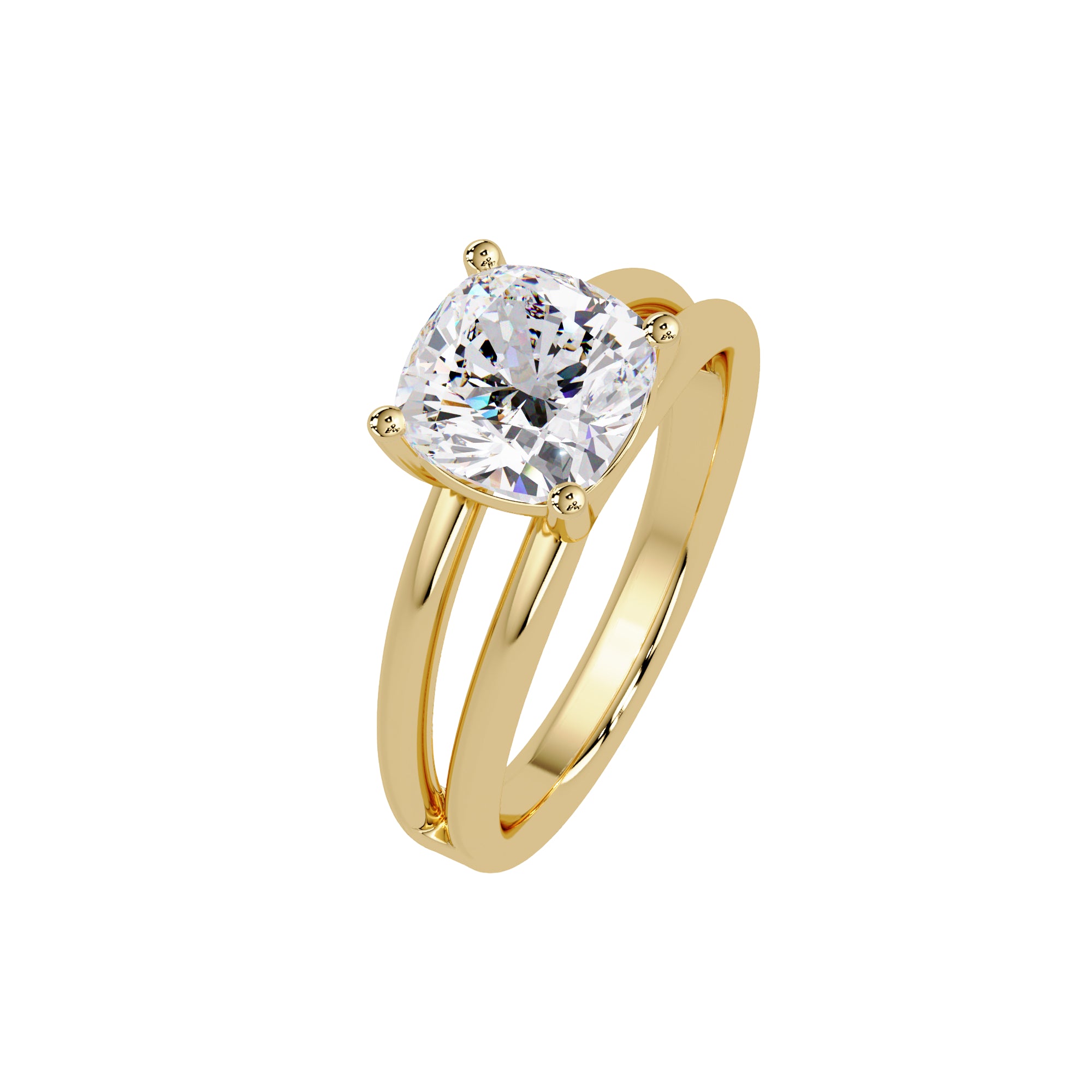 Lab-Grown Diamond 2.25 Ct Cushion Cut Split Shank Solitaire Ring - Sterling Silver
