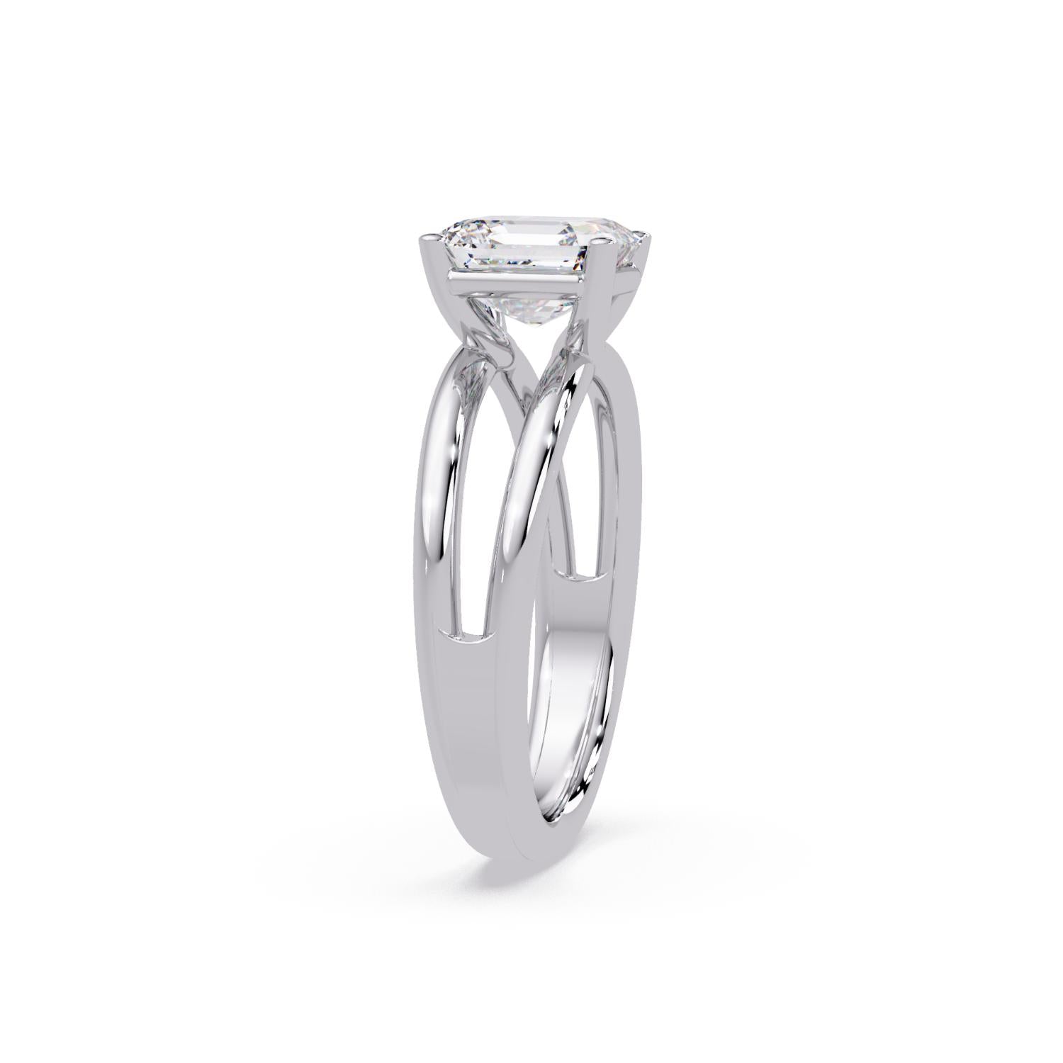 Lab-Grown Diamond 2.00 Ct Octagon Cut Split Shank Solitaire Ring - Sterling Silver
