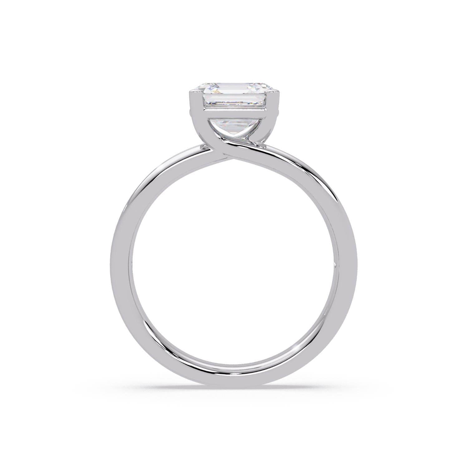 Lab-Grown Diamond 2.00 Ct Octagon Cut Split Shank Solitaire Ring - Sterling Silver