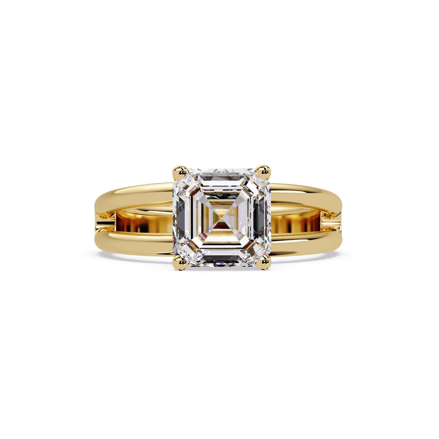 Lab-Grown Diamond 2.00 Ct Octagon Cut Split Shank Solitaire Ring - Sterling Silver