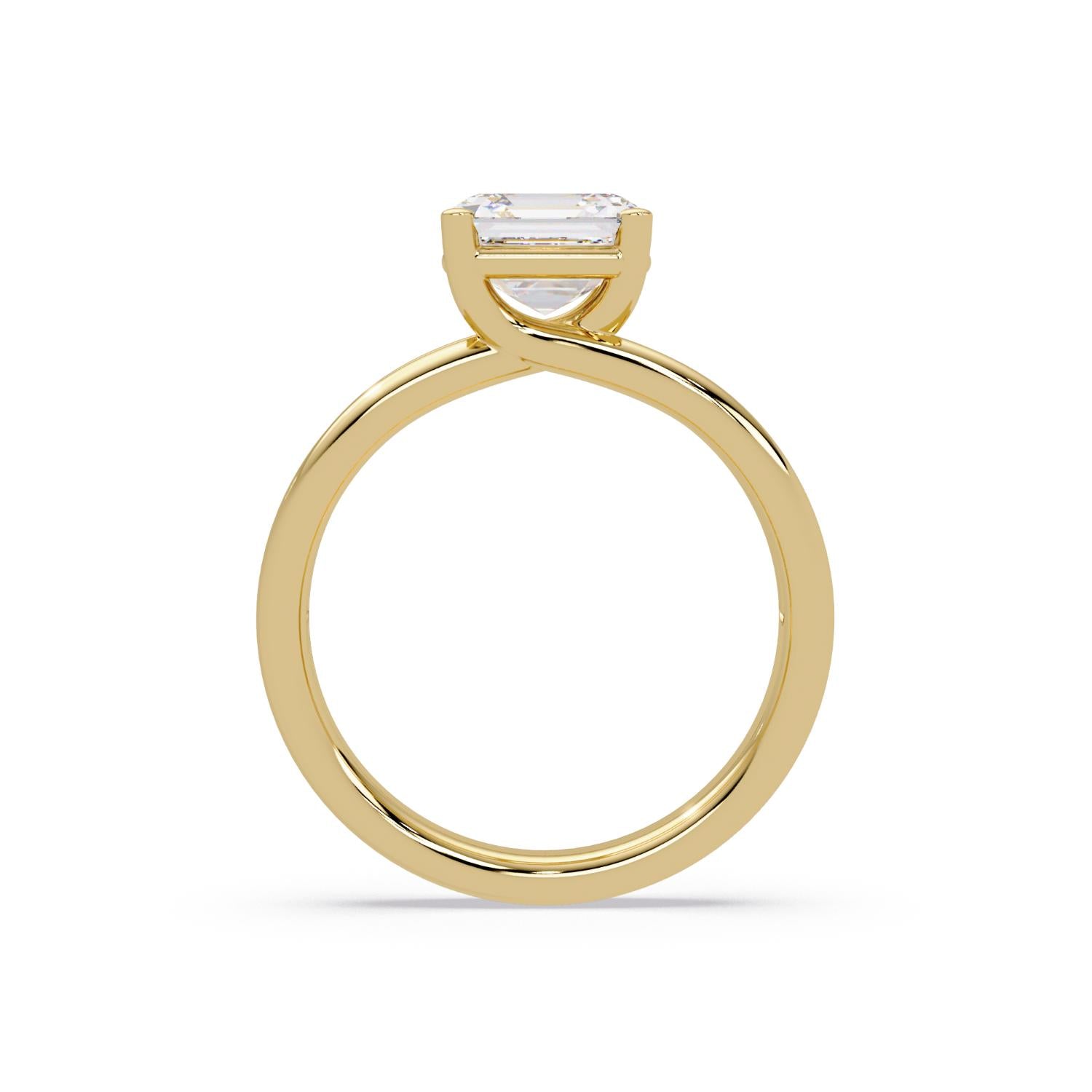 Lab-Grown Diamond 2.00 Ct Octagon Cut Split Shank Solitaire Ring - Sterling Silver