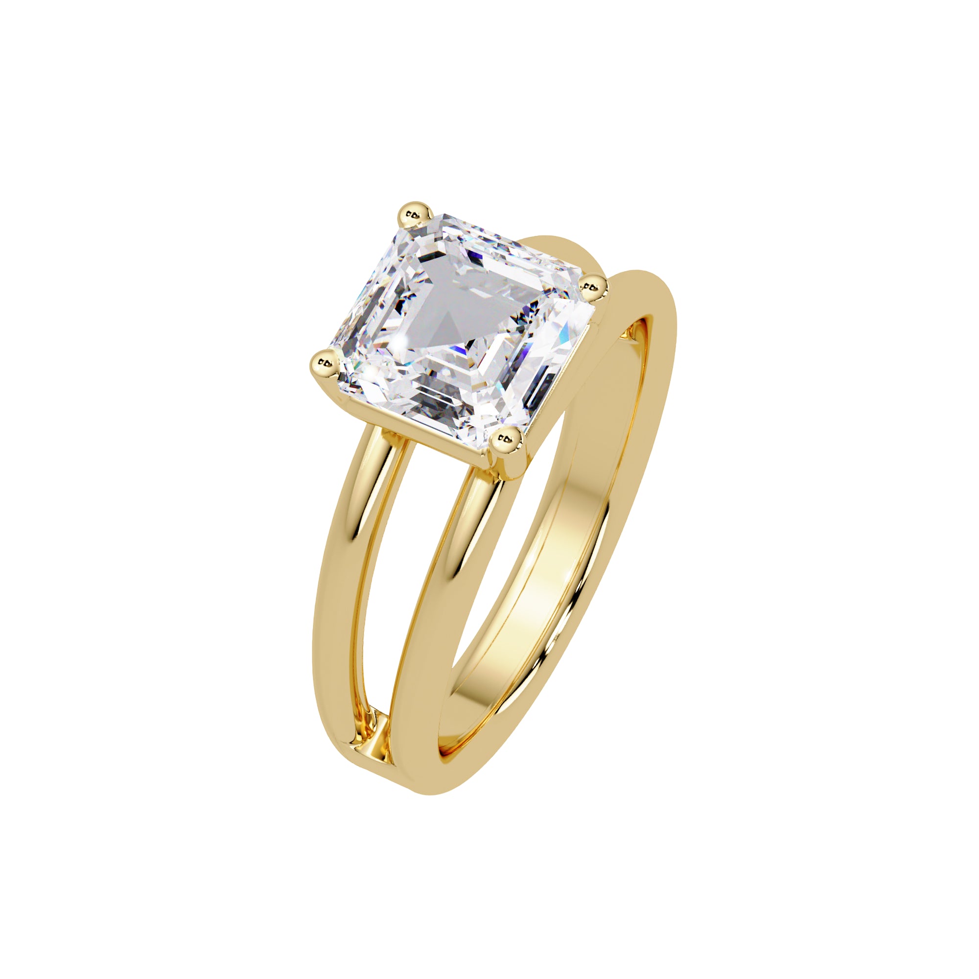 Lab-Grown Diamond 2.00 Ct Octagon Cut Split Shank Solitaire Ring - Sterling Silver