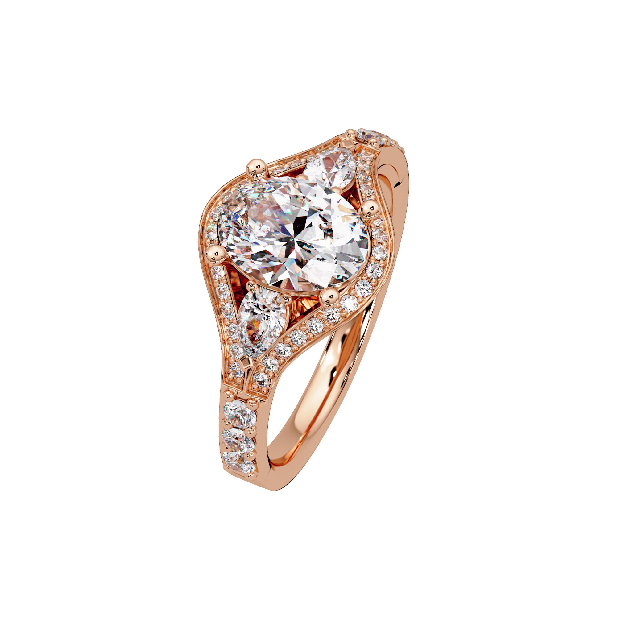 Lab-Grown Diamond 1.55 Ct Oval Halo Three-Stone Ring - Sterling Silver