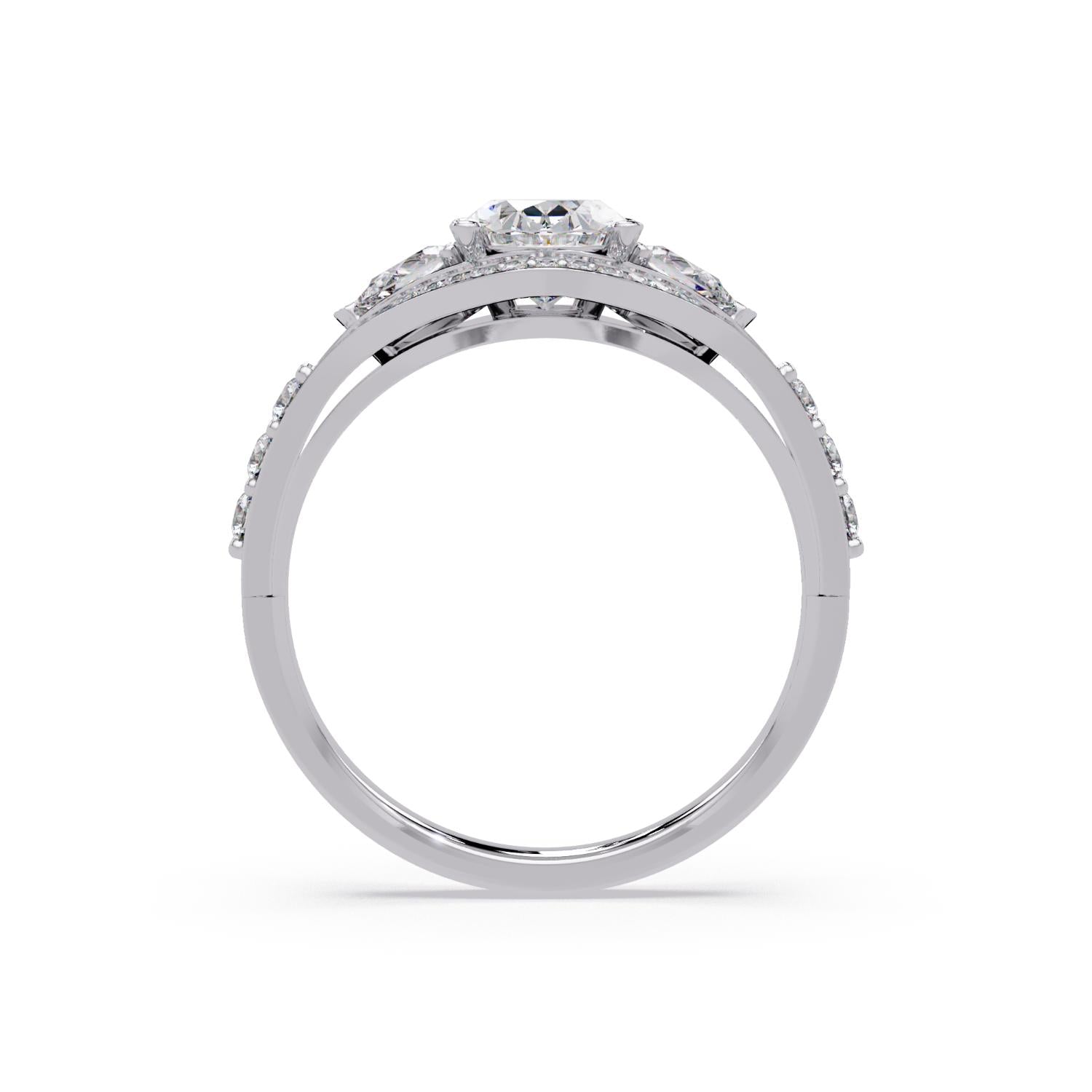 Lab-Grown Diamond 1.55 Ct Oval Halo Three-Stone Ring - Sterling Silver