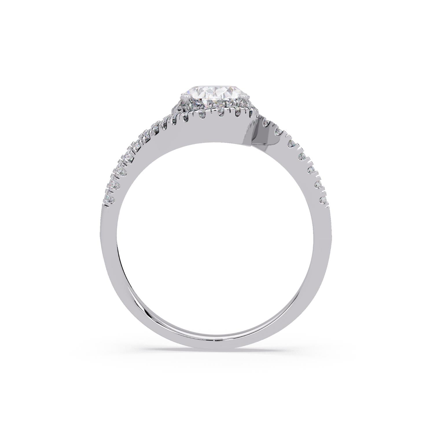 Lab-Grown Diamond 1.30 Ct Oval Halo Pavé Split Ring - Sterling Silver
