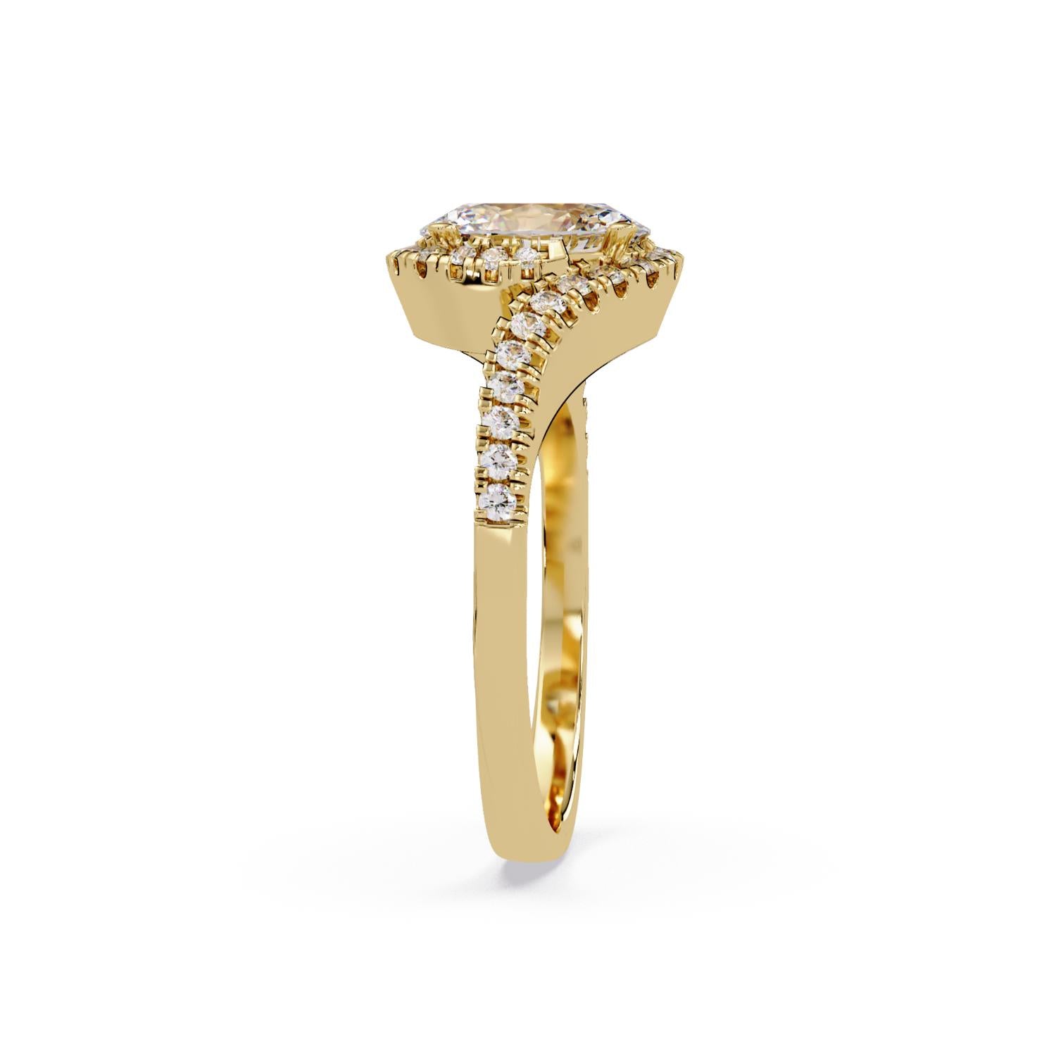 Lab-Grown Diamond 1.30 Ct Oval Halo Pavé Split Ring - Sterling Silver