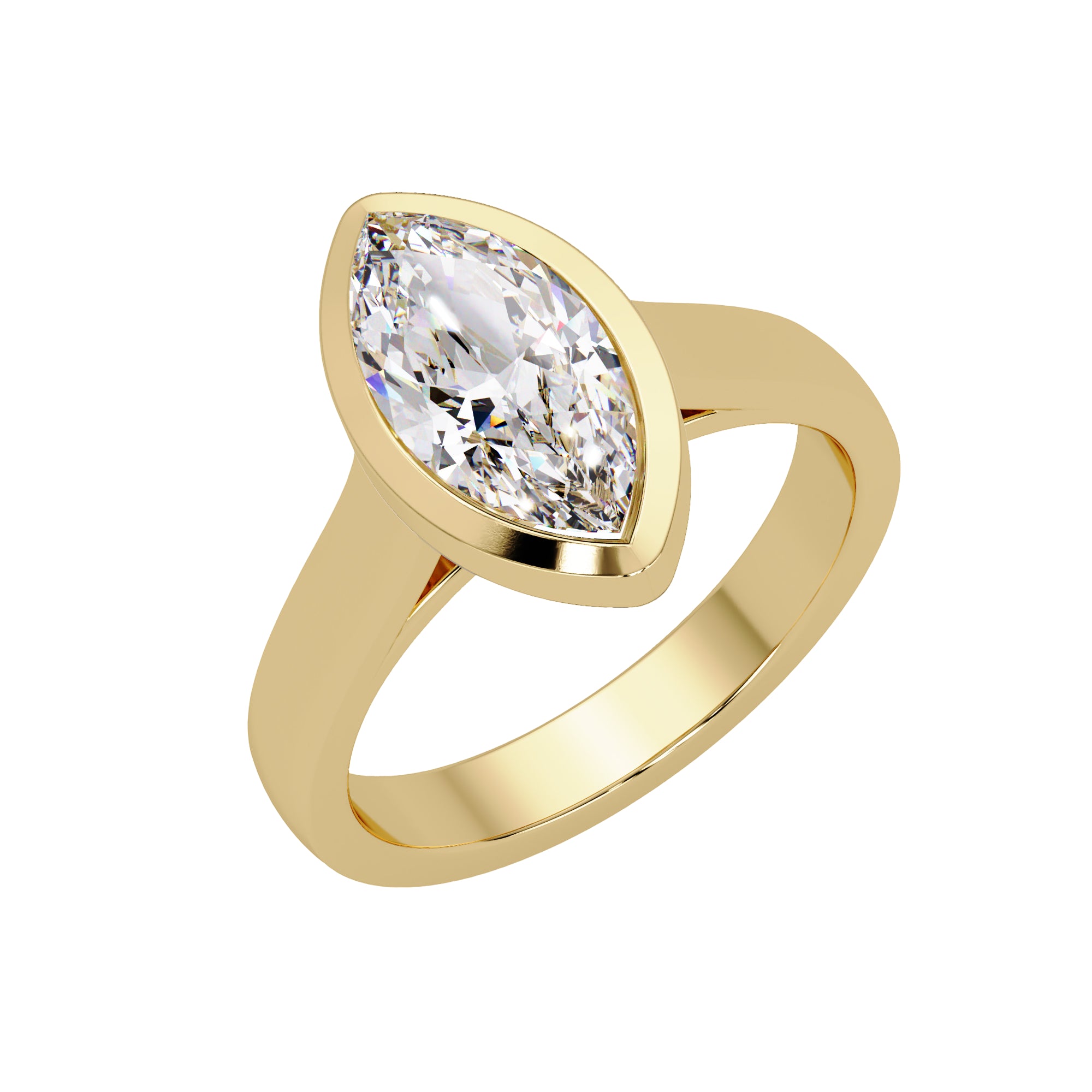 Lab-Grown Diamond 1.50 Ct Marquise Minimalist Bezel Solitaire Ring - Sterling Silver