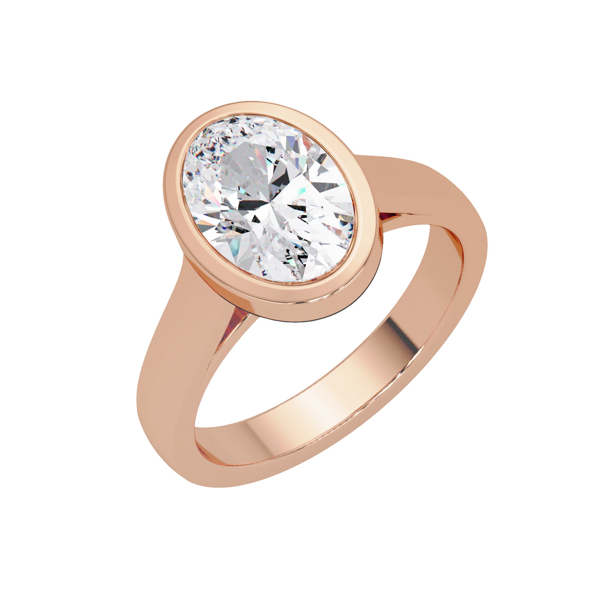 Lab-Grown Diamond 2.00 Ct Oval Minimalist Bezel Solitaire Ring - Sterling Silver