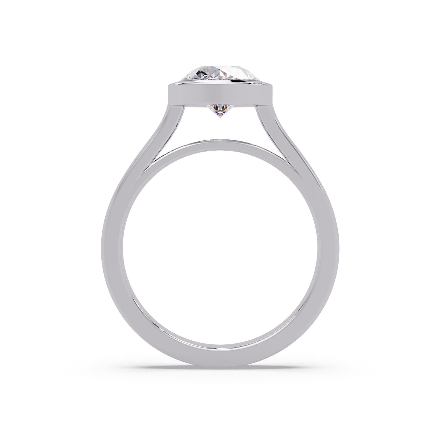 Lab-Grown Diamond 2.00 Ct Oval Minimalist Bezel Solitaire Ring - Sterling Silver