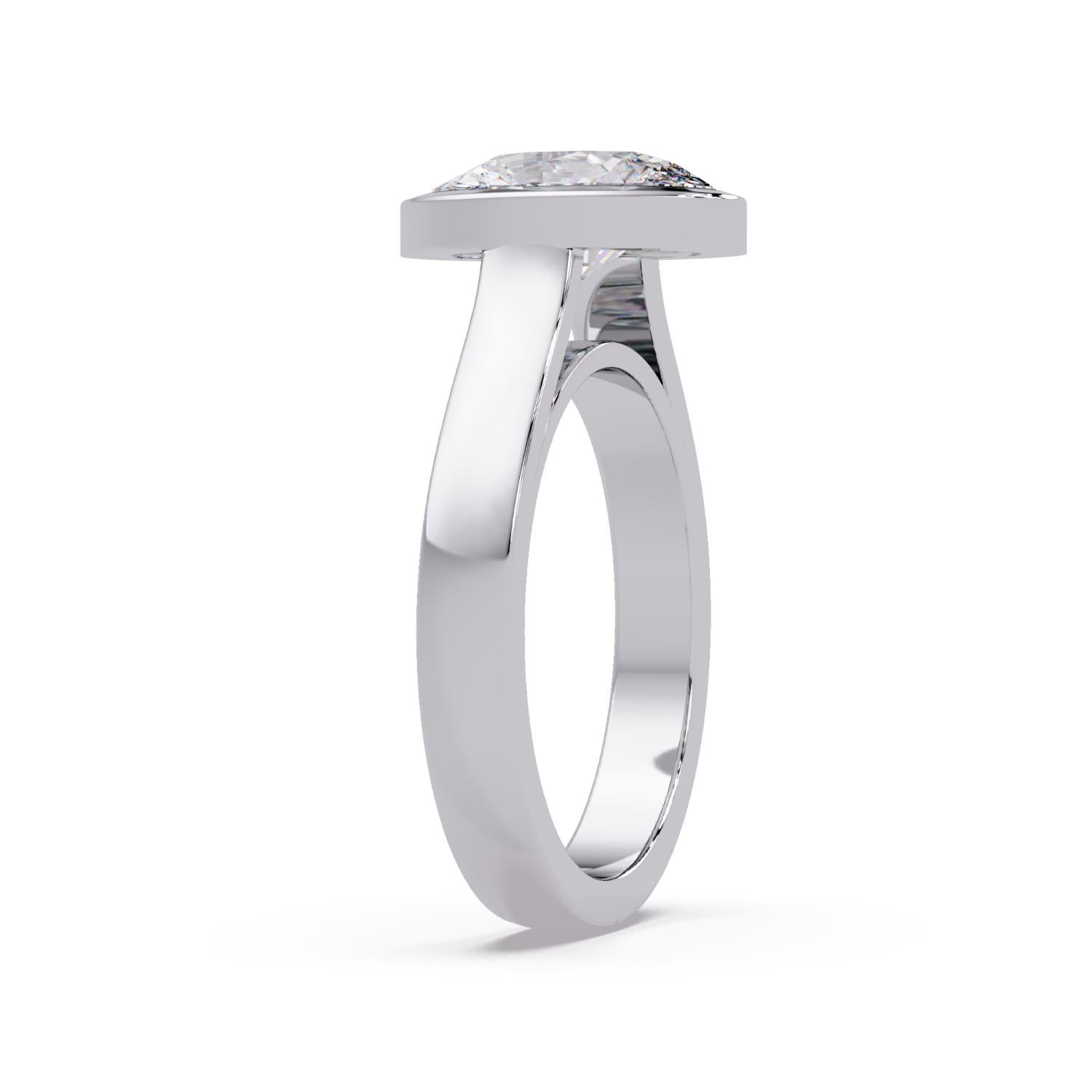 Lab-Grown Diamond 2.00 Ct Oval Minimalist Bezel Solitaire Ring - Sterling Silver